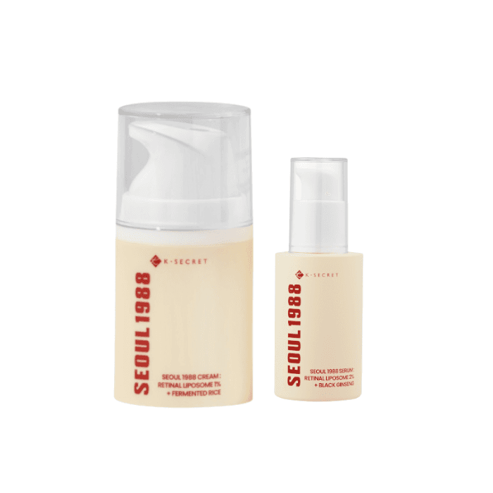 KSECRET - SEOUL 1988 Cream: Retinal Liposome 1% + Fermented Rice - 50ml (1ea) & SEOUL 1988 Serum: Retinal Liposome 2% +...