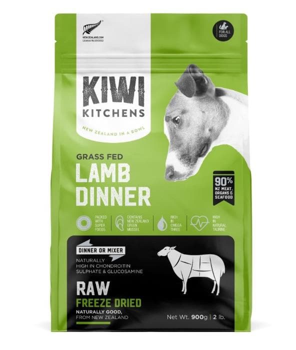Kiwi Kitchens Raw Freeze Dried Grass Fed Lamb Dinner Dry Dog Food 900G