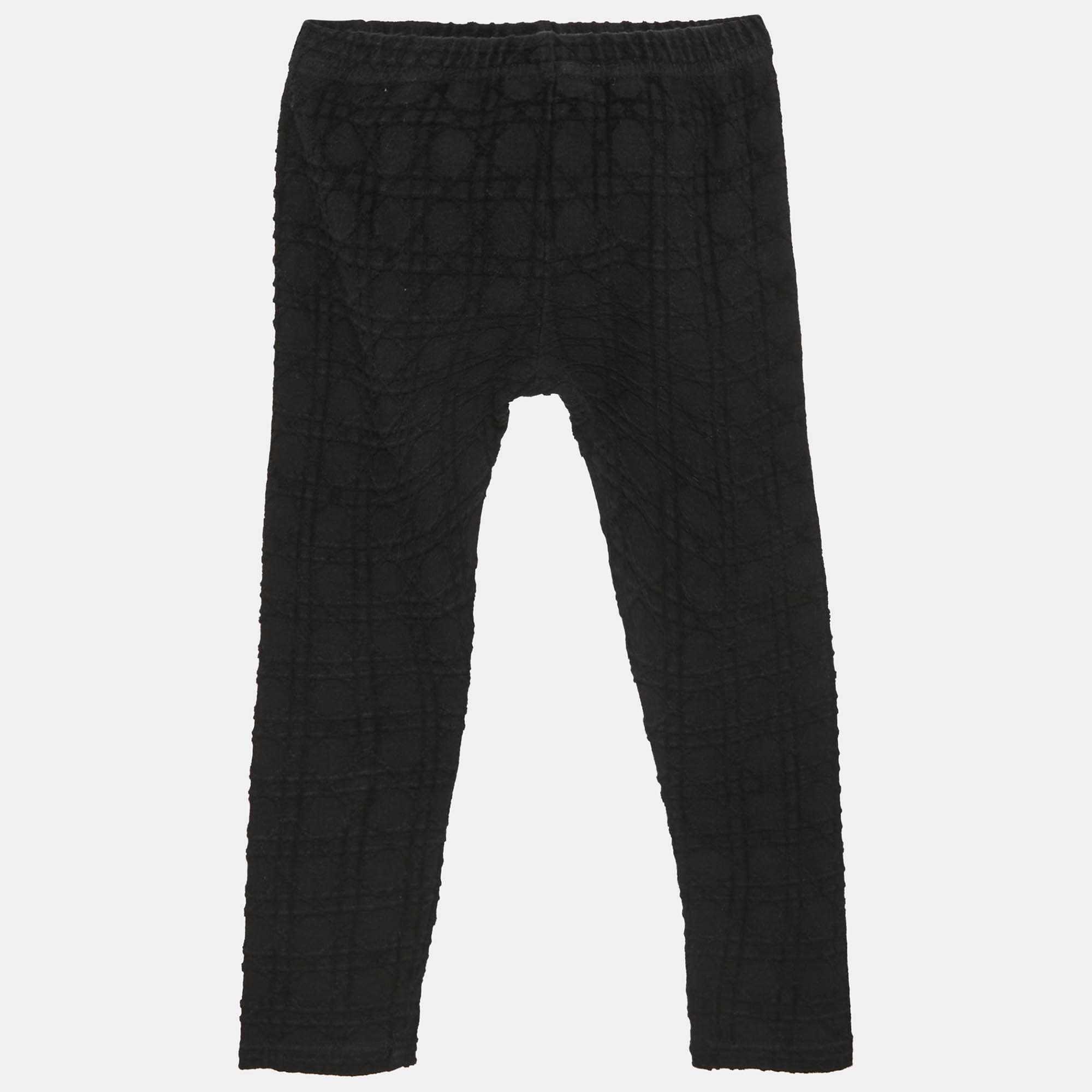 Baby Dior Black Cannage Embroidery Cotton Knit Pants 24 M