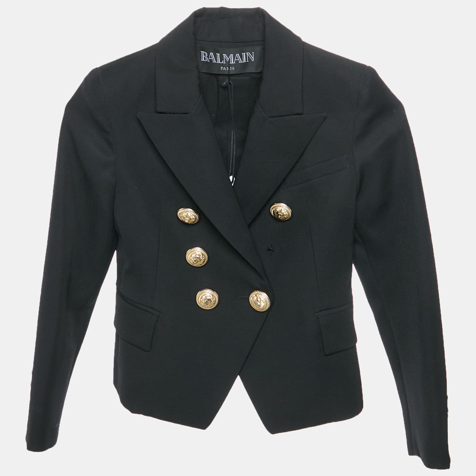 Balmain Kids Black Wool Double Breasted Blazer 8 Yrs