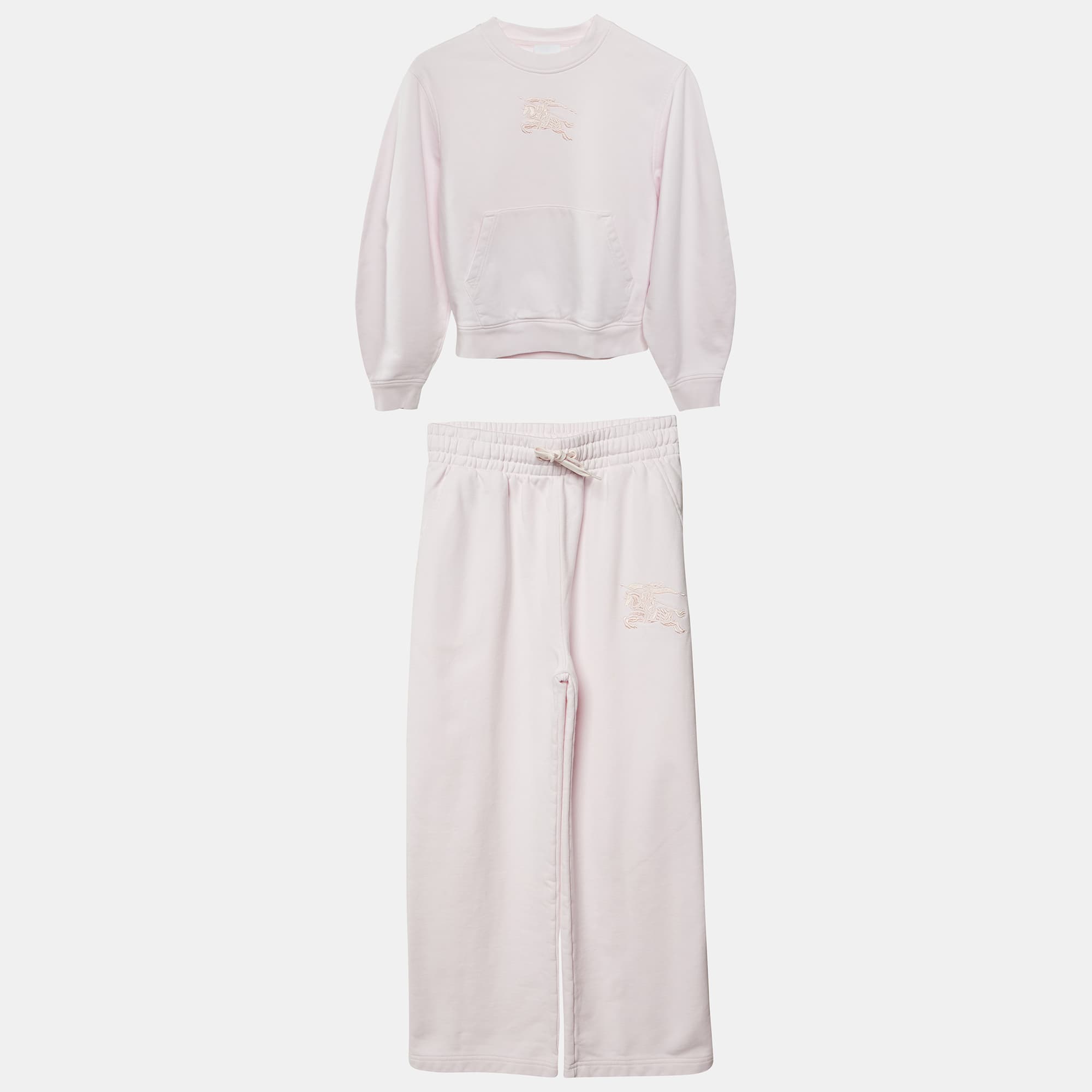 Burberry Children Pink Logo Embroidered Sweatshirt & Pants Set 12Yrs