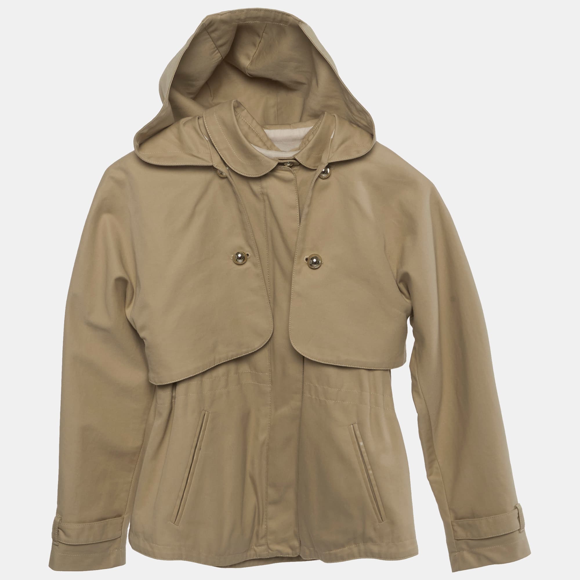 Chloe Kids Beige Gabardine Detachable Hood Jacket 10 Yrs