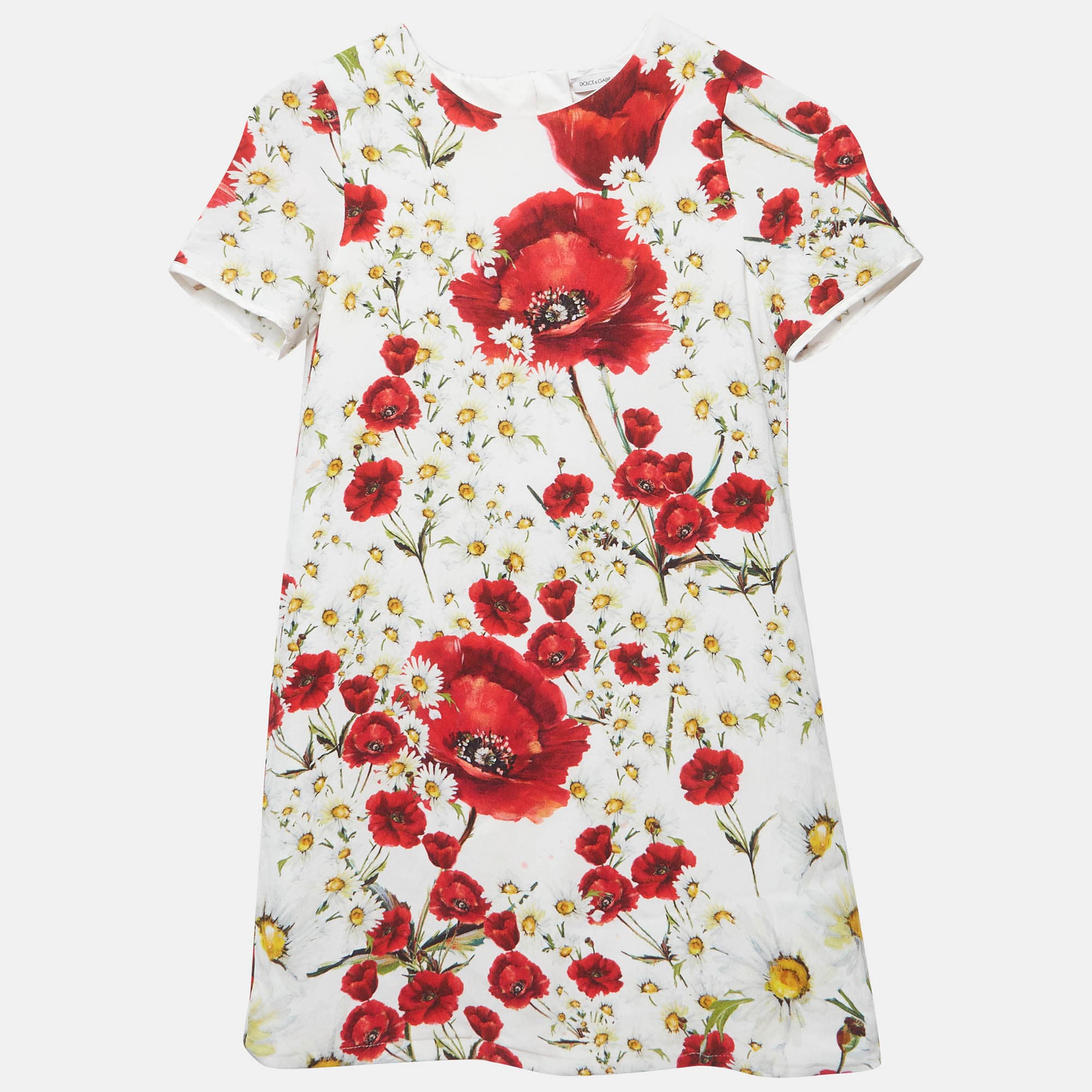 Dolce & Gabbana white Floral Printed Crepe Dress 7/8 Years