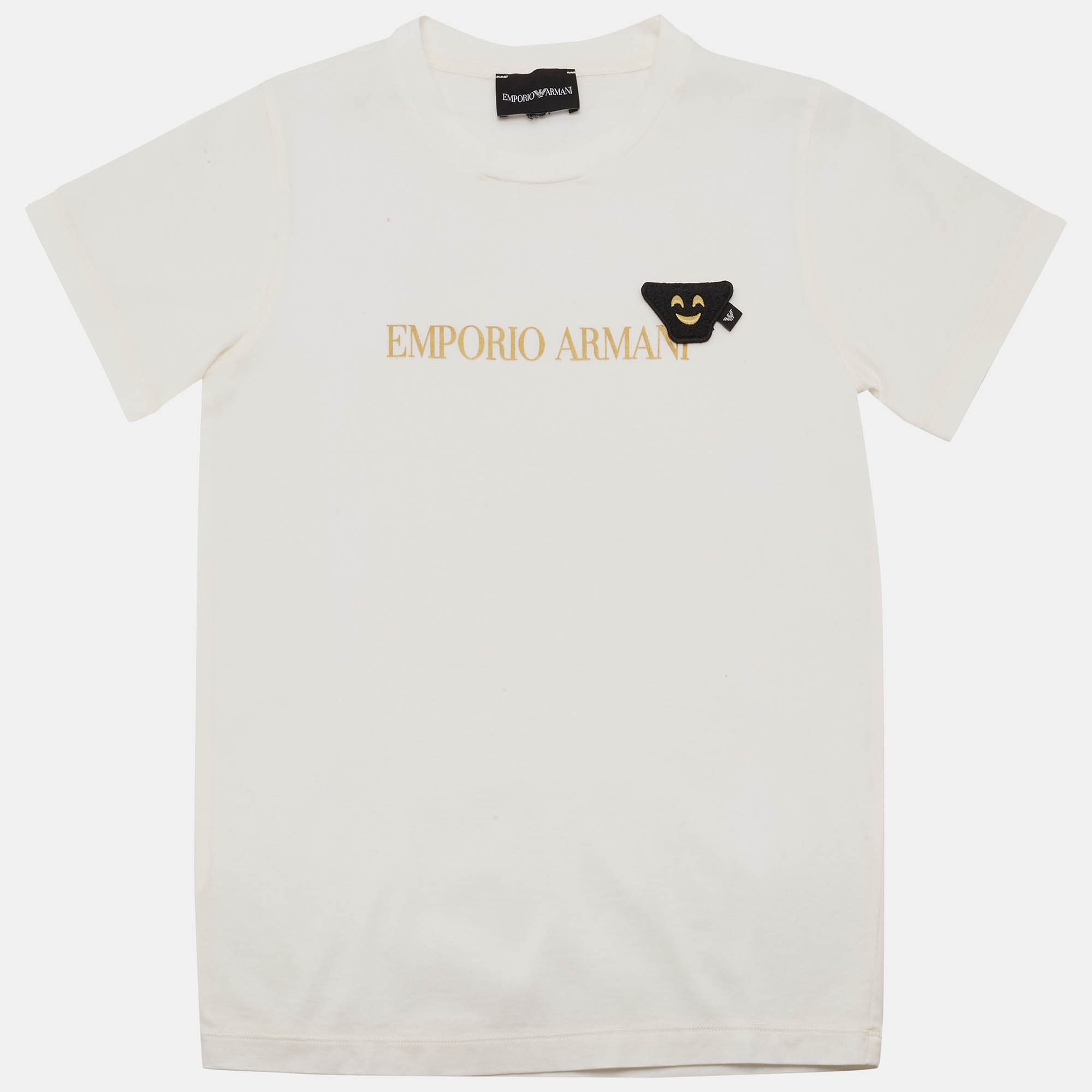 Emporio Armani Kids White Logo Printed Jersey T-Shirt 7 Yrs