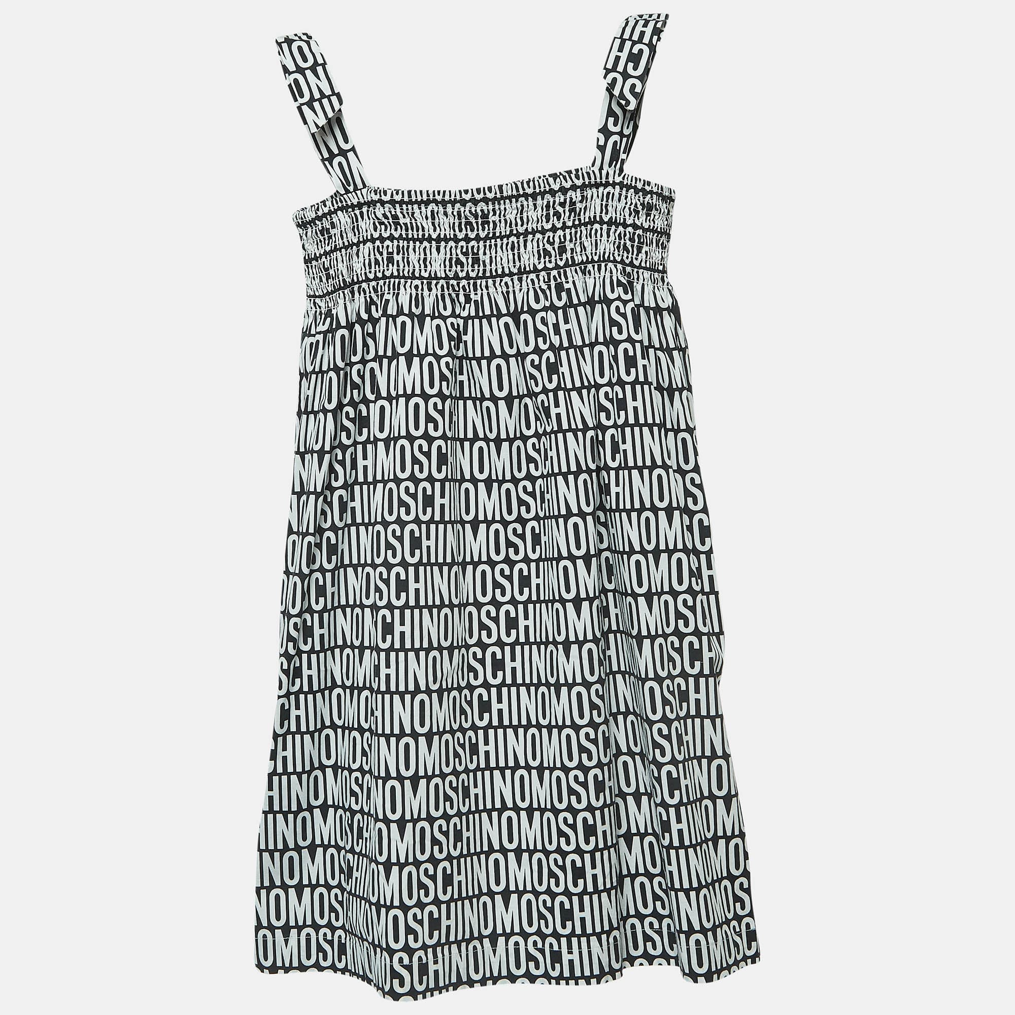 Moschino Teen Black/White Logo Print Cotton Poplin Dress (10 Yrs)