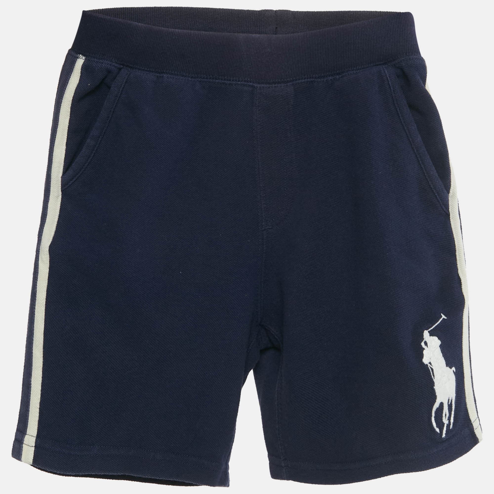 Polo Ralph Lauren Kids Navy Blue Logo Embroidered Cotton Shorts 6 yrs