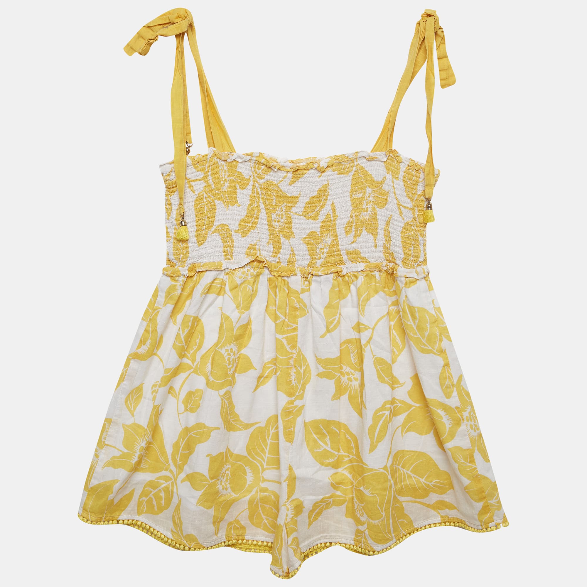 Zimmermann White/Yellow Printed Cotton Playsuit (10 Yrs)
