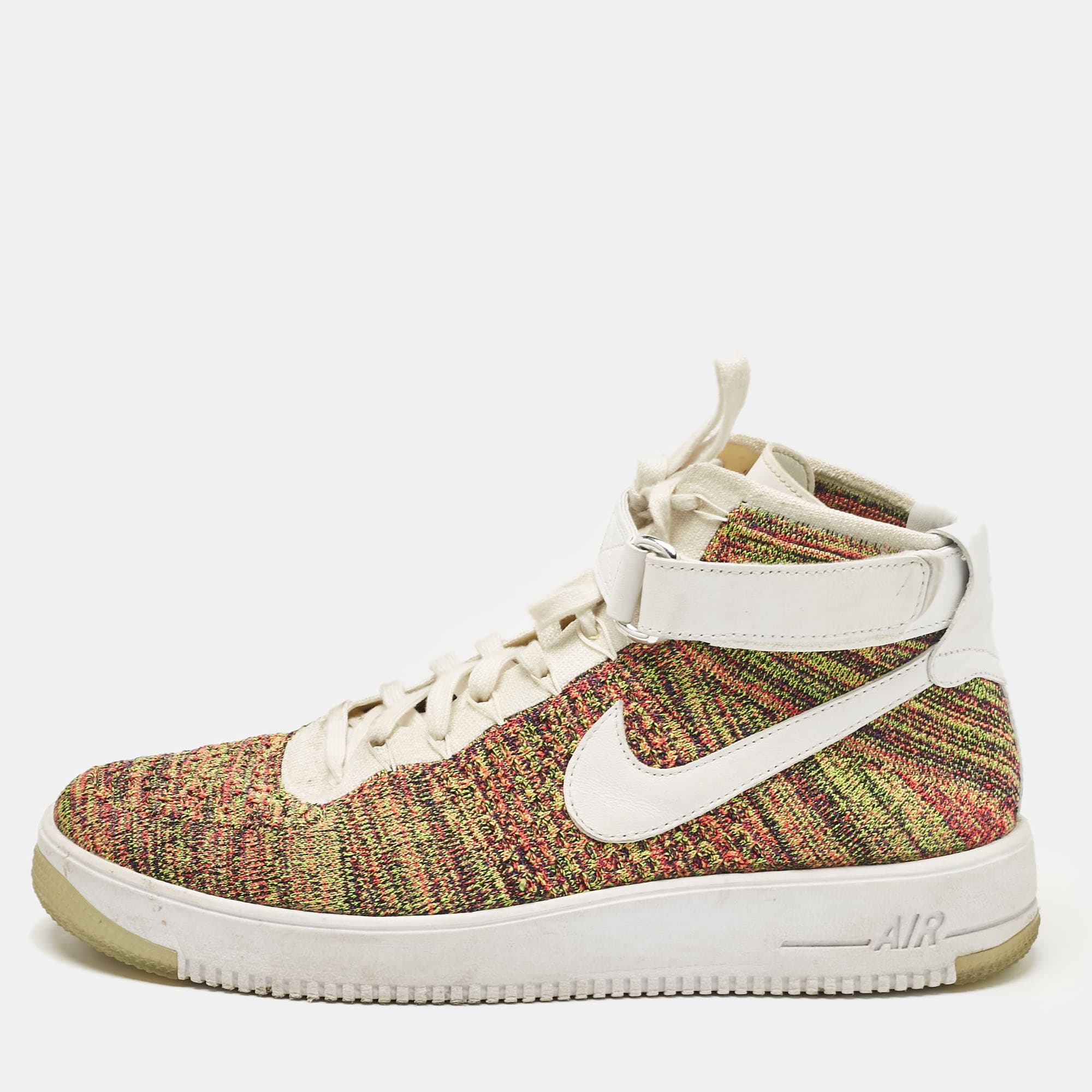 Air Jordans Multicolor Fabric and Leather Air Force High Top Sneakers Size 46