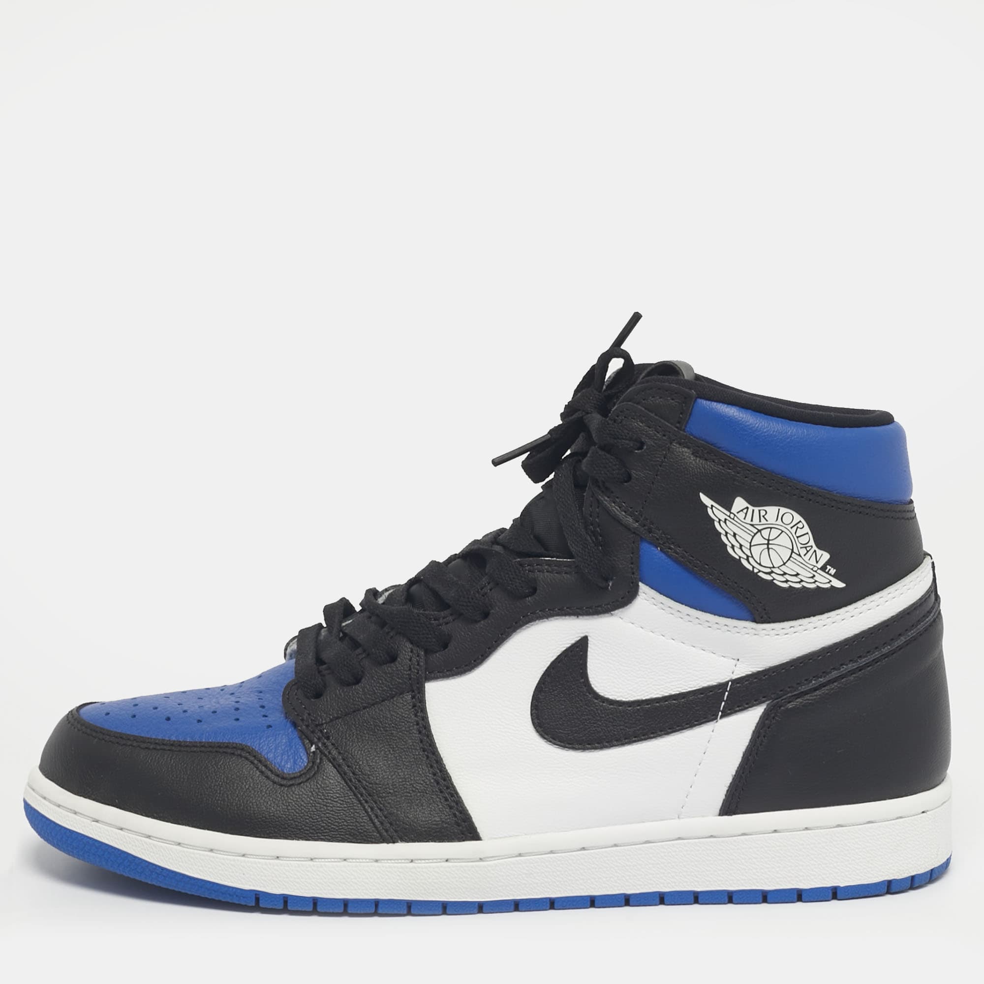 Air Jordans Multicolor Leather Jordan 1 Retro High Royal Toe Sneakers Size 45.5