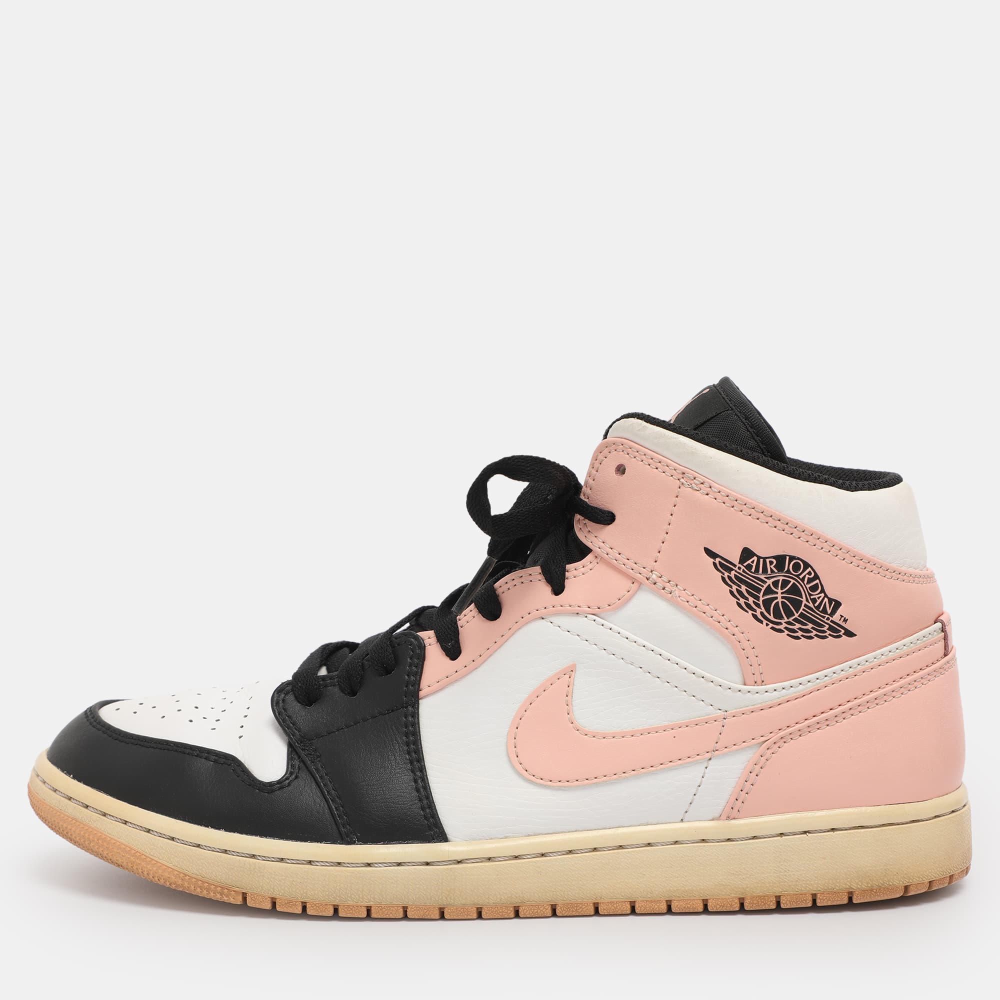 Air Jordans Multicolor Leather Jordan 1 Mid Linen Sneakers Size 45