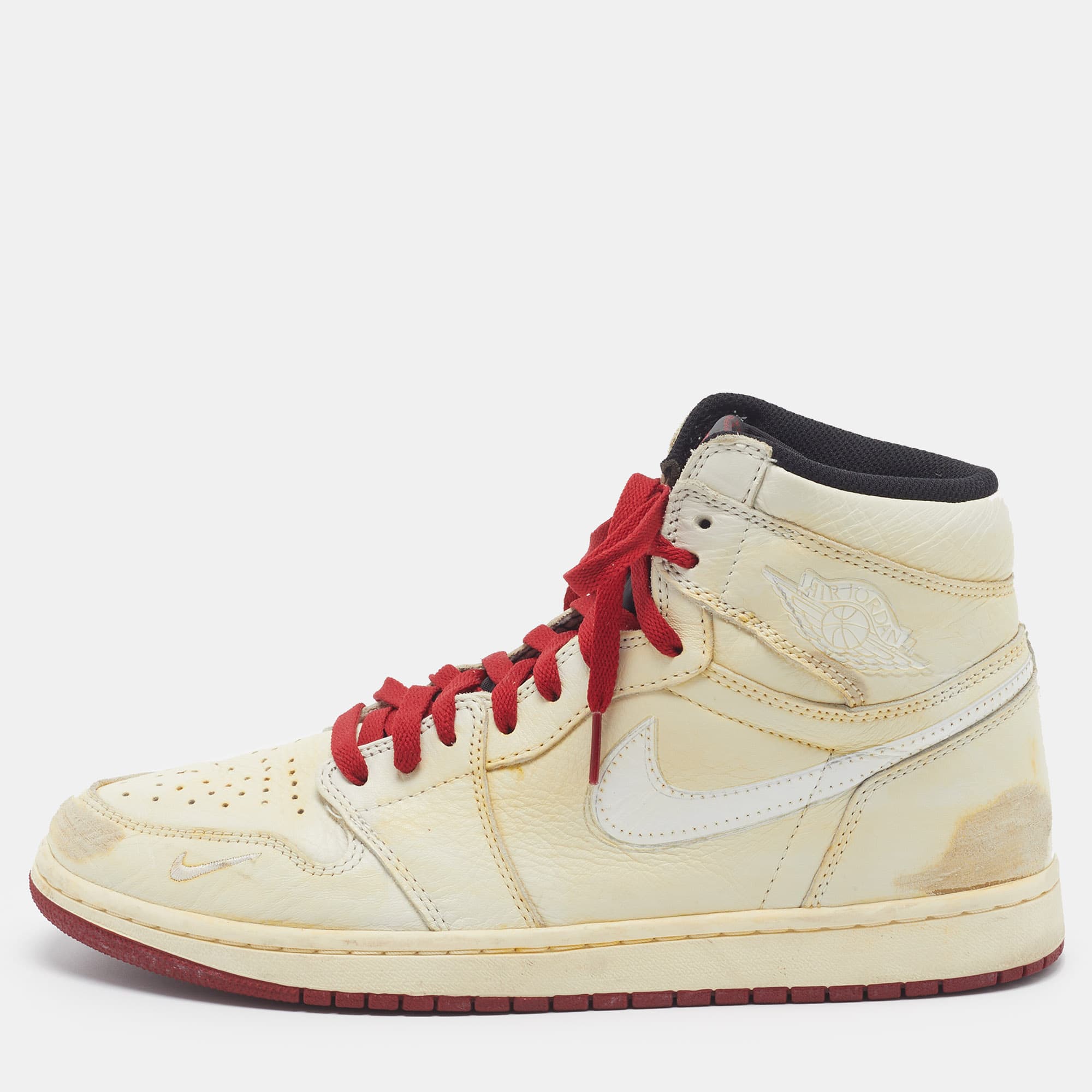 Air Jordans 1 Retro High Size 45 Cream Leather High Top Sneakers