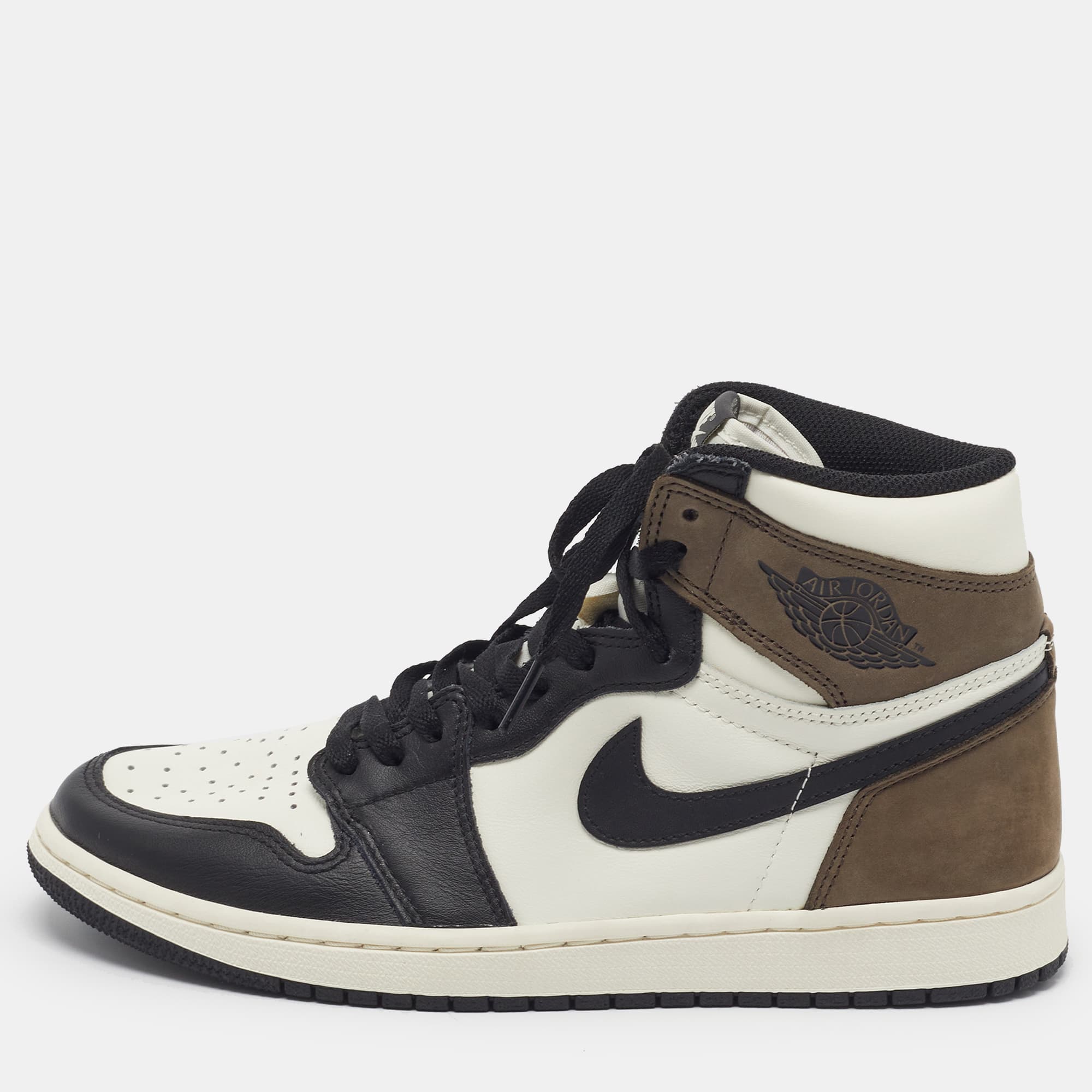 Air Jordans Jordan 1 Retro Dark Mocha Black Size 42.5 Multicolor Nubuck and Leather High Top Sneakers