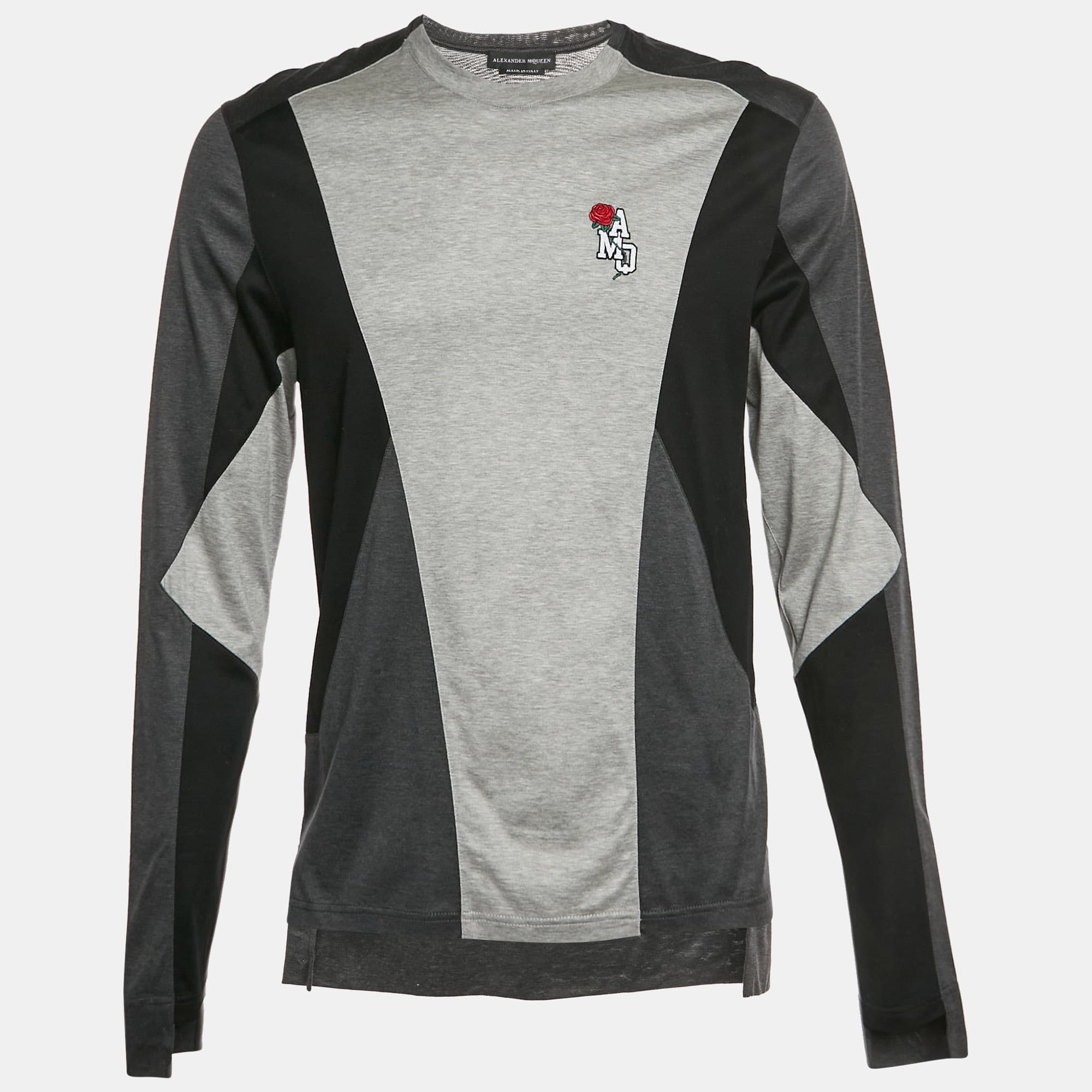 Alexander McQueen Black/Grey Jersey Long Sleeves T-Shirt M