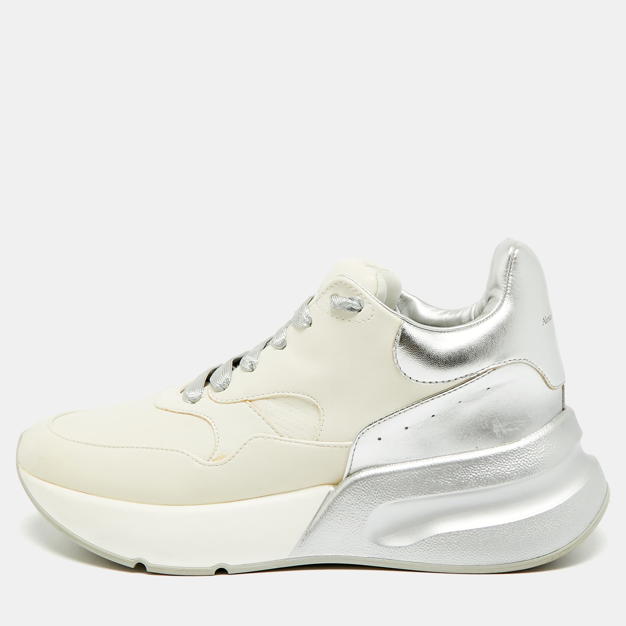 Alexander McQueen Oversized Size 40 Cream/Leather Chunky Lace Up Sneakers