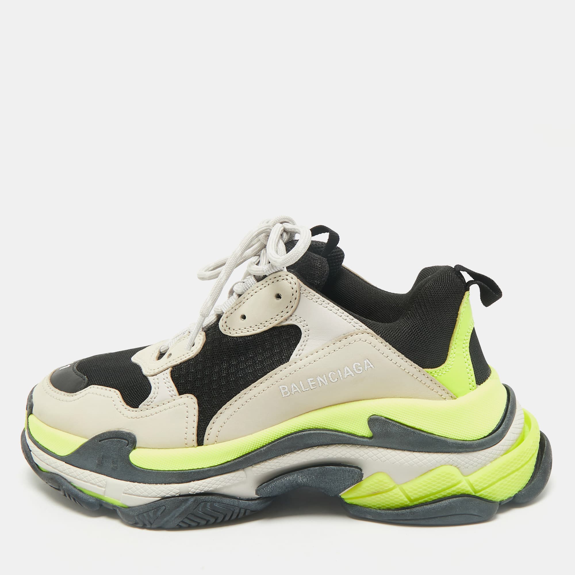 Balenciaga Triple S Size 41 Multicolor Mesh and Nubuck Leather Low Top Sneakers