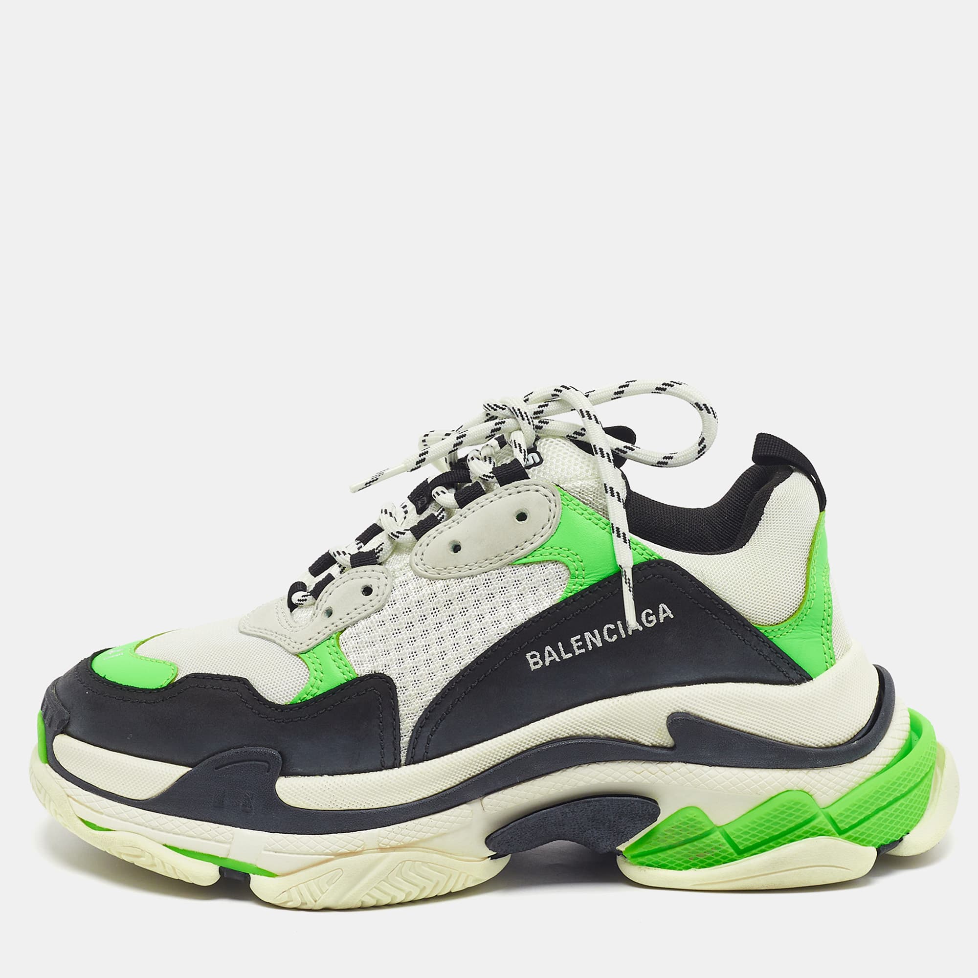 Balenciaga Triple S Size 41 Tricolor Mesh and Nubuck Leather Lace Up Sneakers