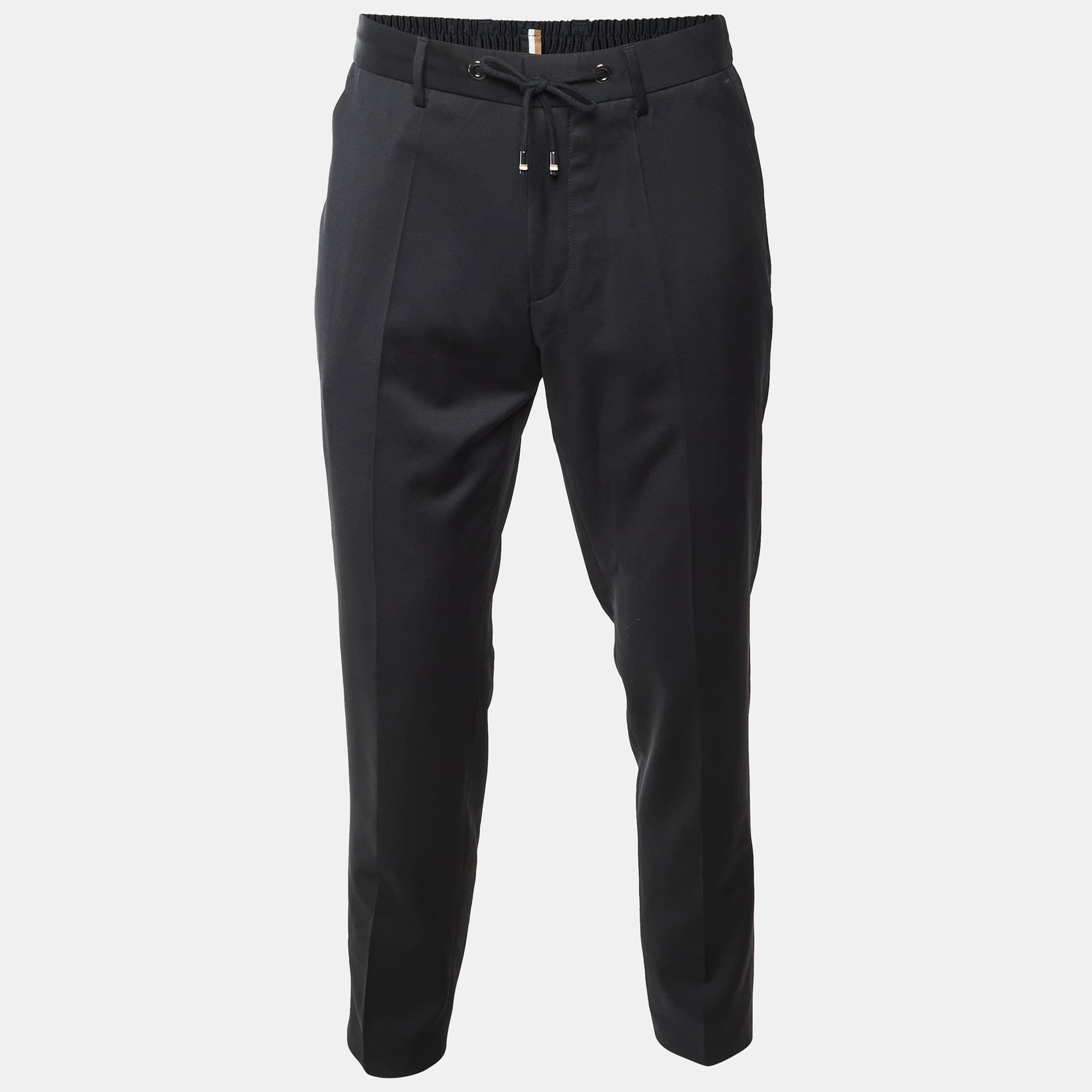 Boss By Hugo Boss Black Wool H-Genius Slim Fit Pants M