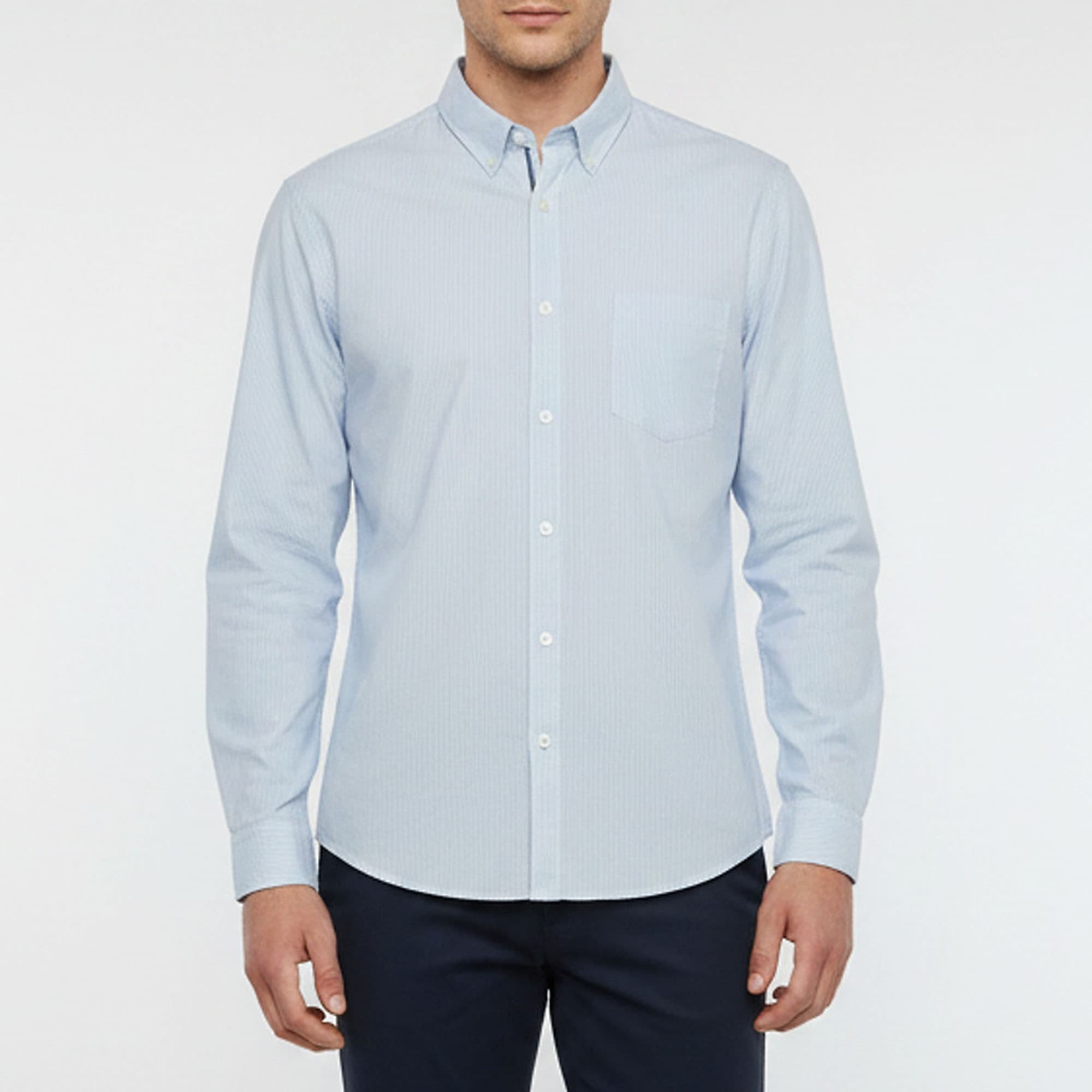 Boss By Hugo Boss Green Label Blue Striped Poplin C-Benzi Shirt XXXL