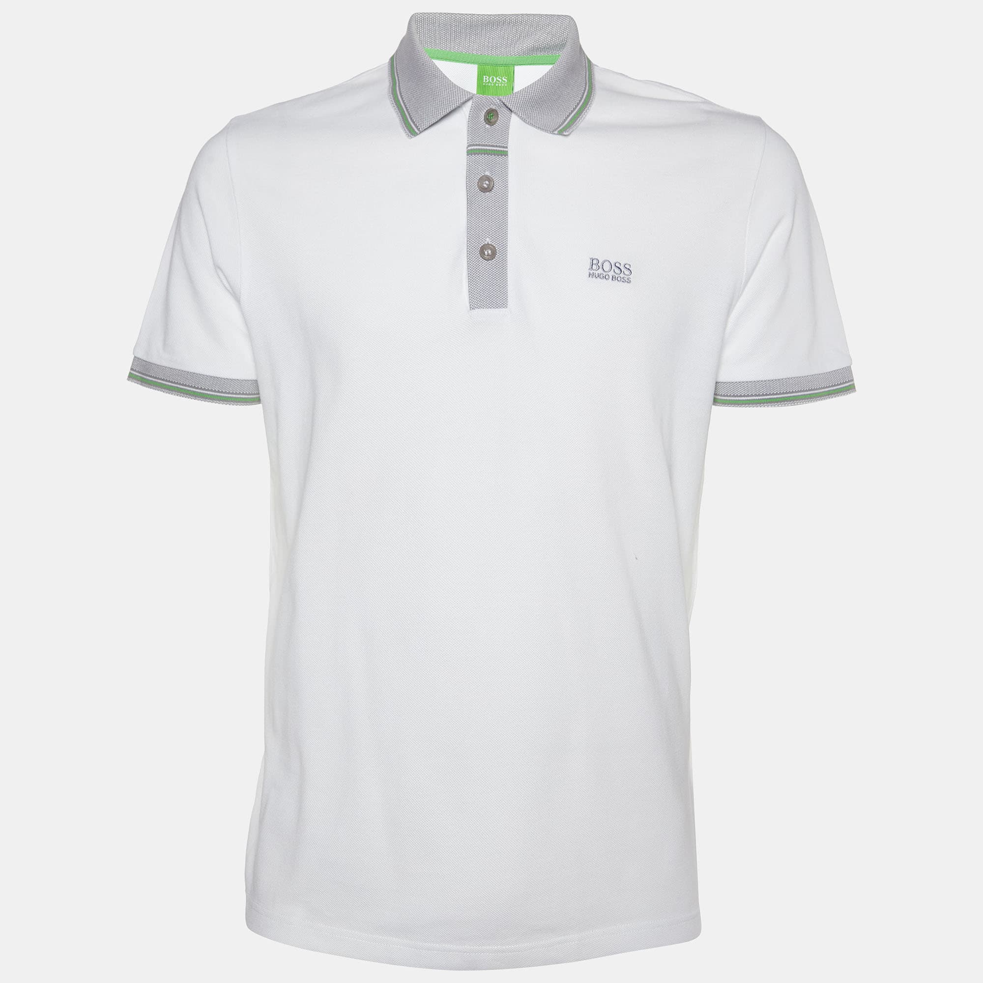 Boss By Hugo Boss White Cotton Pique Regular Fit Polo T-Shirt M