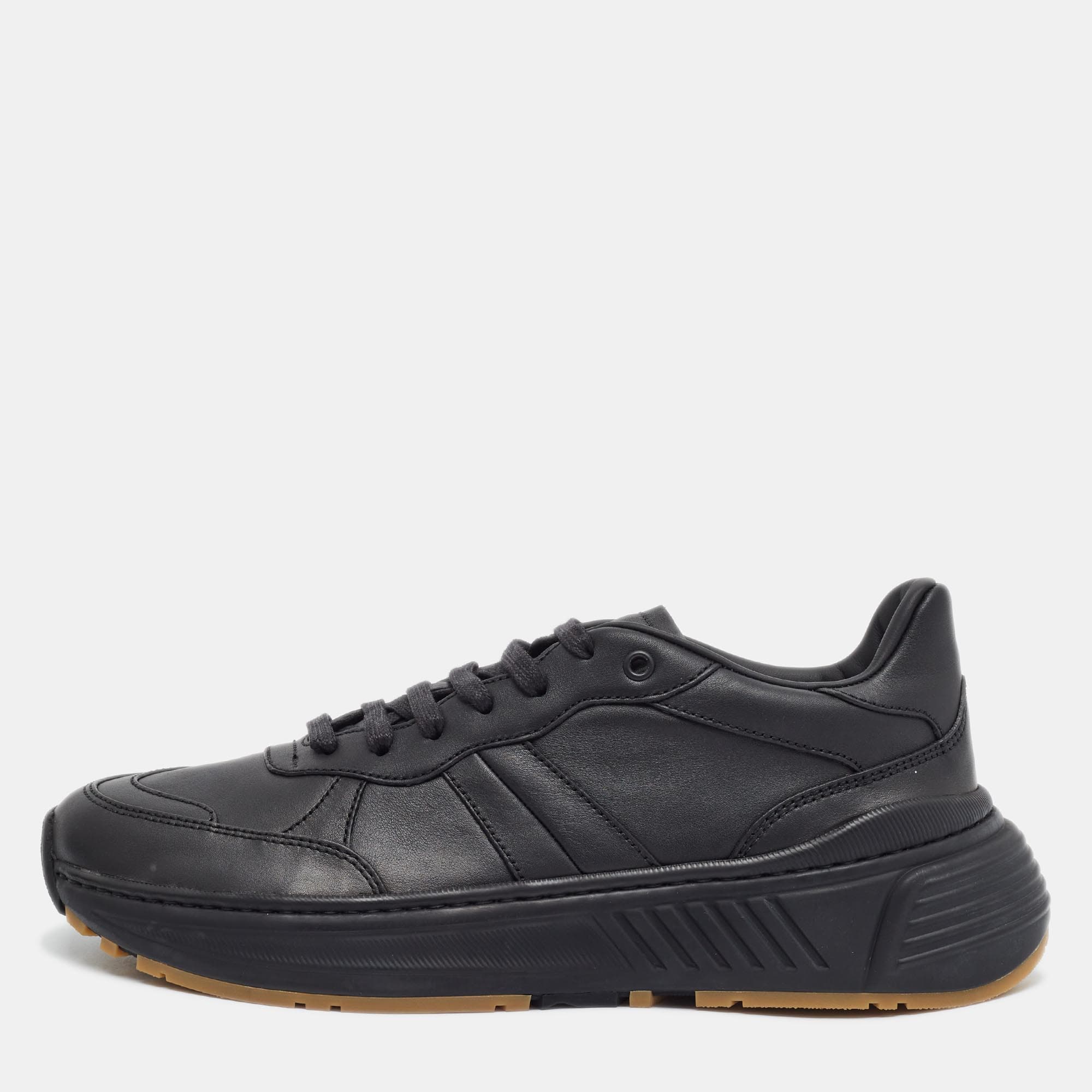 Bottega Veneta Speedster Size 43.5 Black Leather Lace Up Sneakers