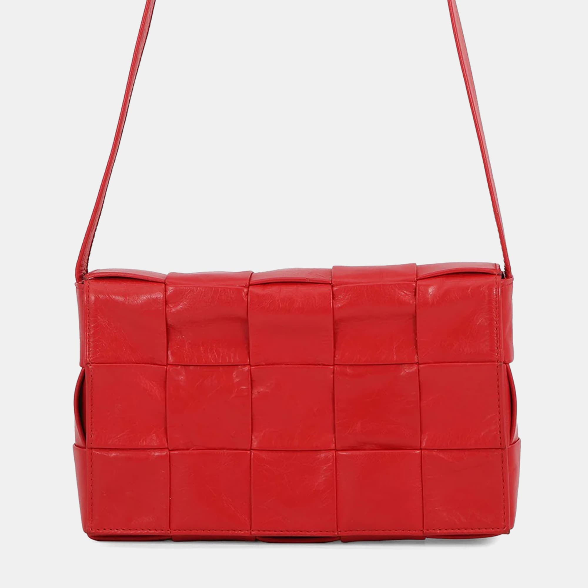 Bottega Veneta Cassette Small Red Nappa Leather Crossbody Bag