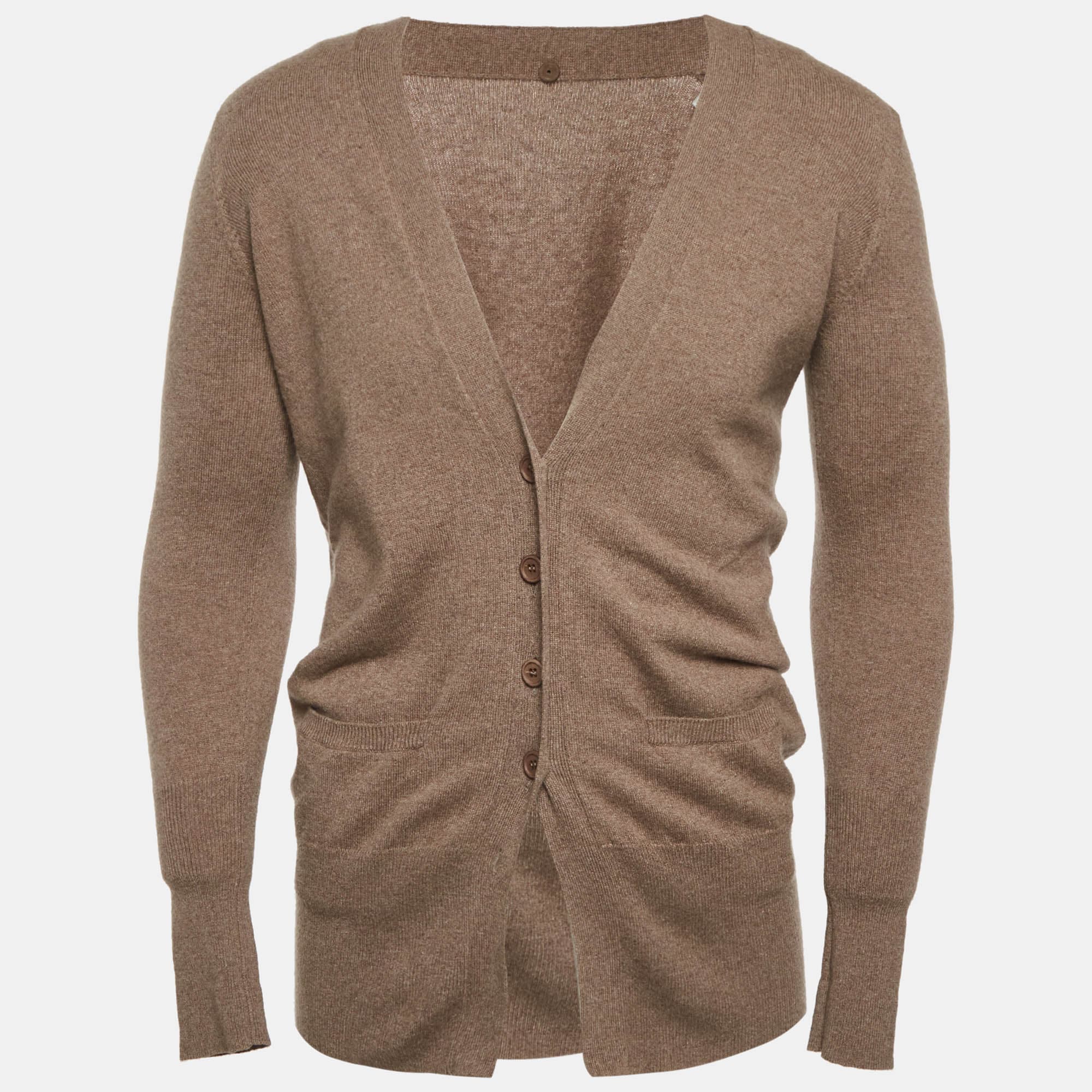 Brunello Cucinelli Beige Cashmere Knit Cardigan S