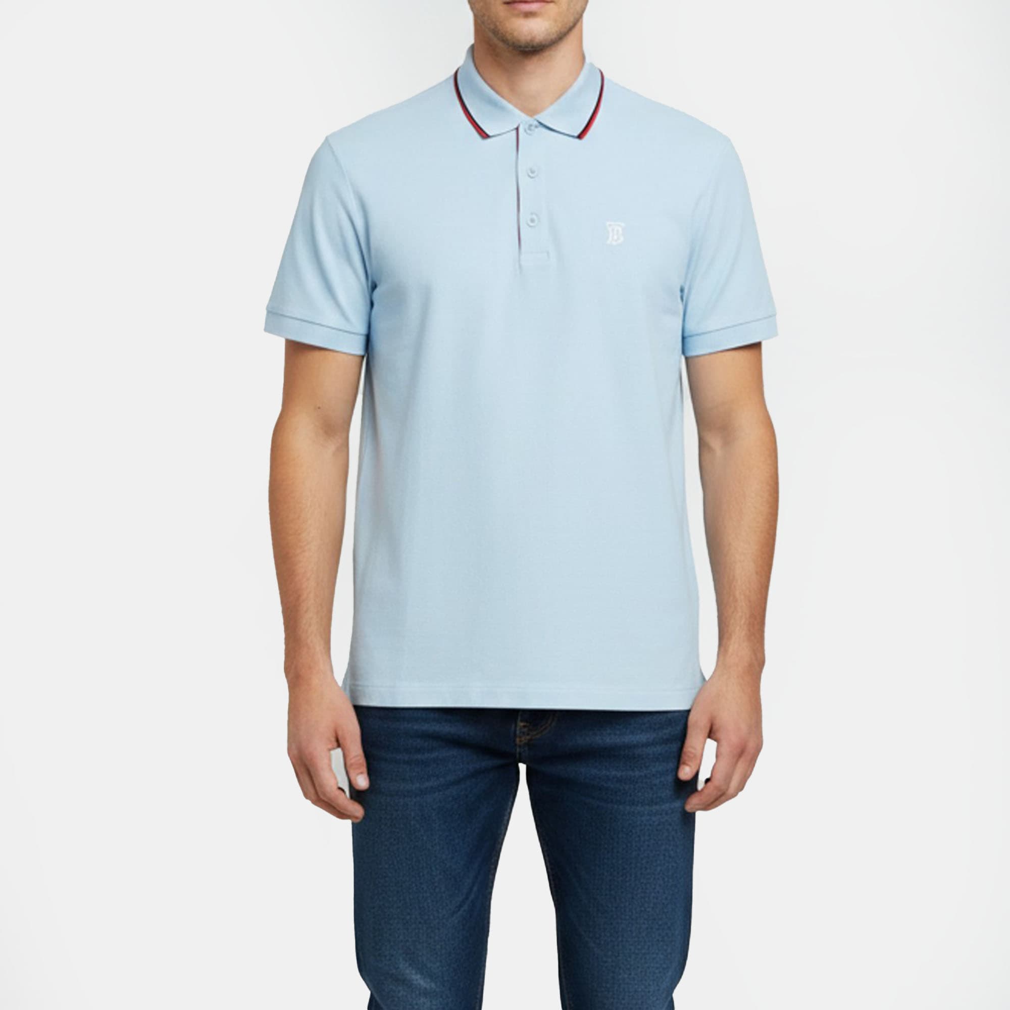 Burberry Blue Icon Striped Pique Knit Polo T-Shirt XL