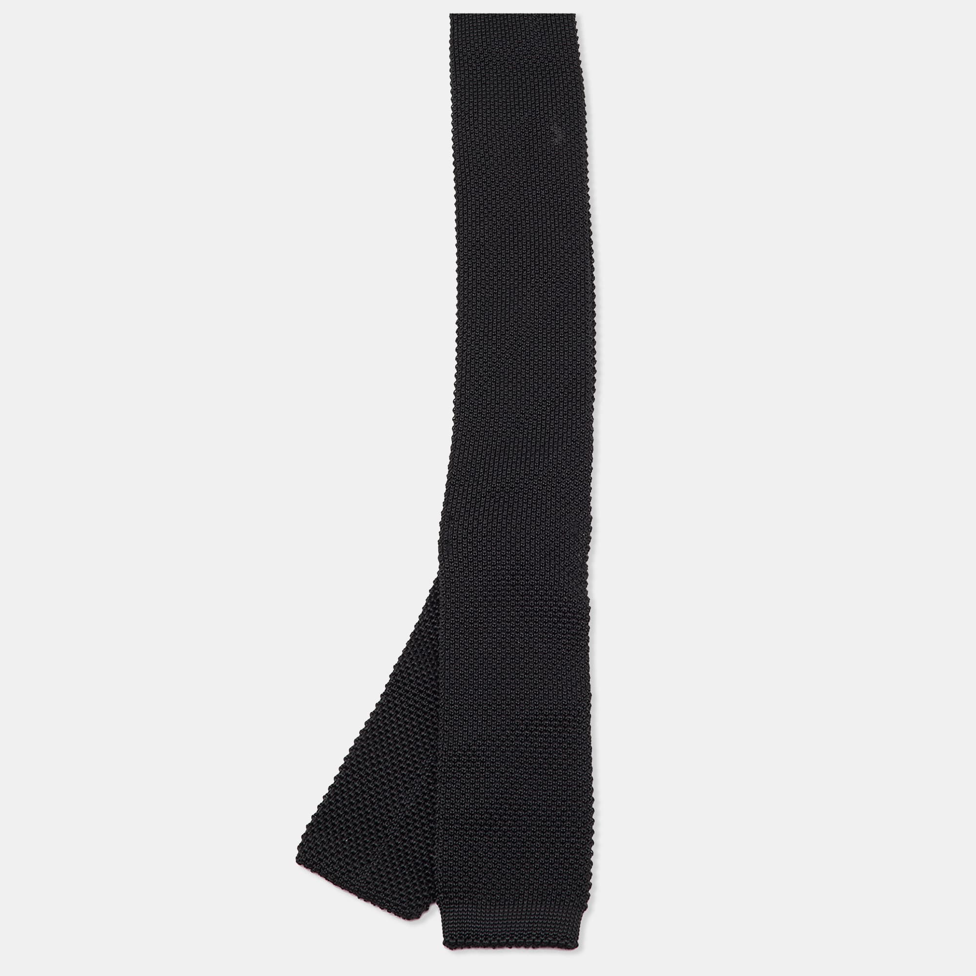 Burberry Black Silk Knit Skinny Tie