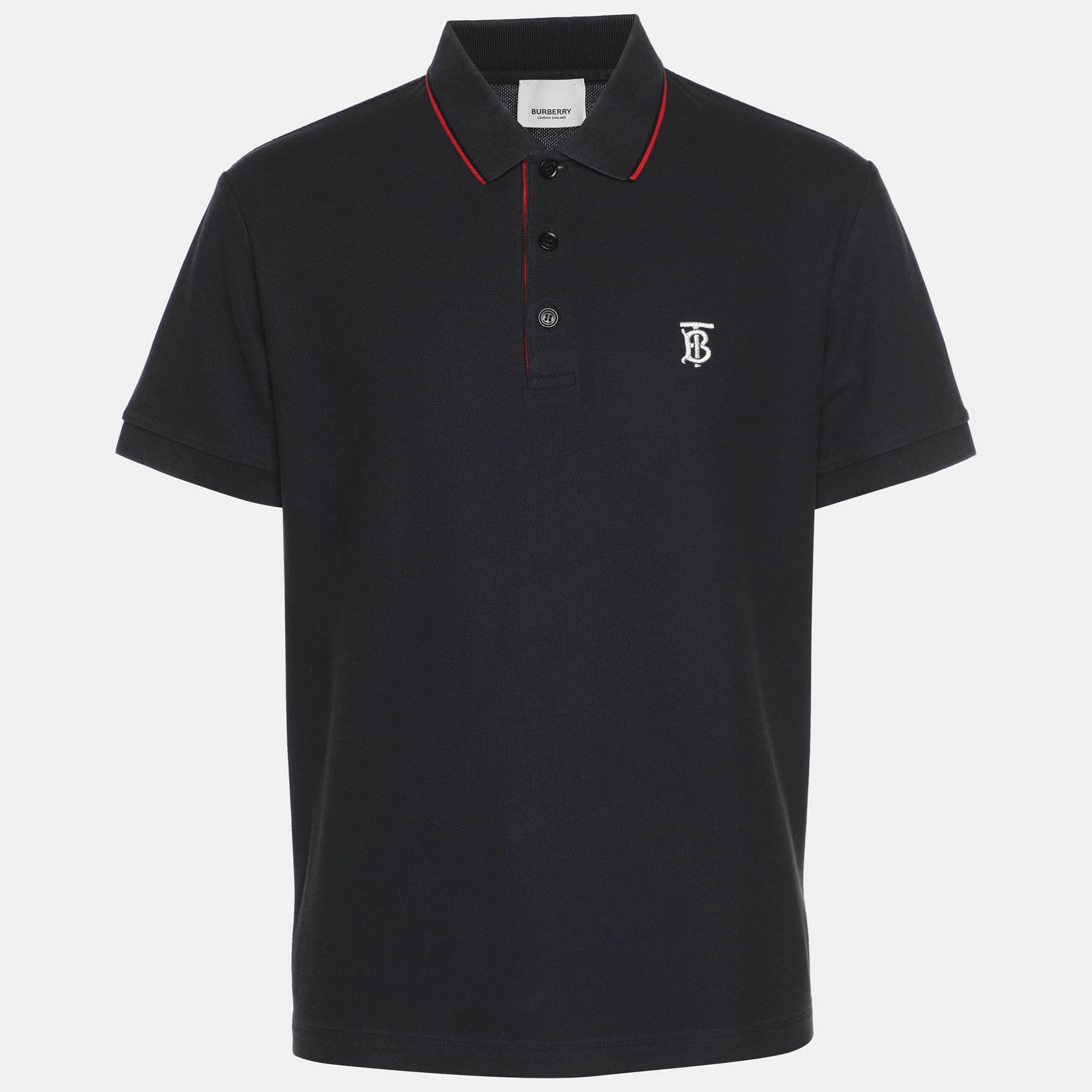 Burberry Navy Blue Pique Polo T-Shirt L