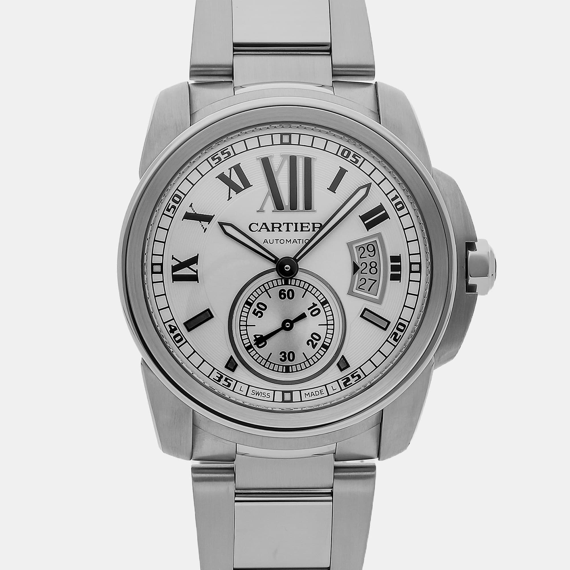 Cartier Caliber de Cartier W7100015 Silver Stainless Steel Automatic Men's Wristwatches 42mm