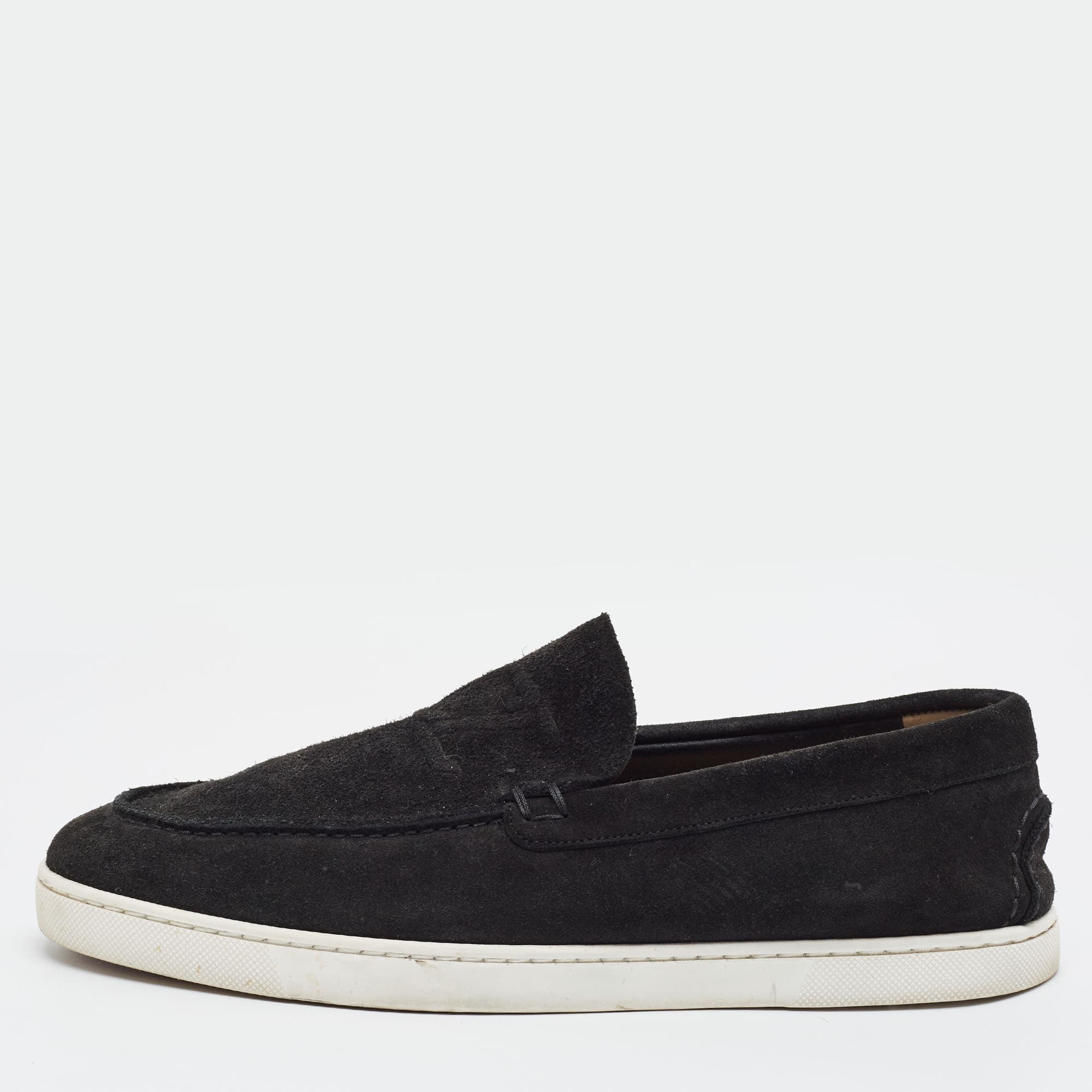 Christian Louboutin Paqueboat Size 42 Black Suede Low Top Sneakers