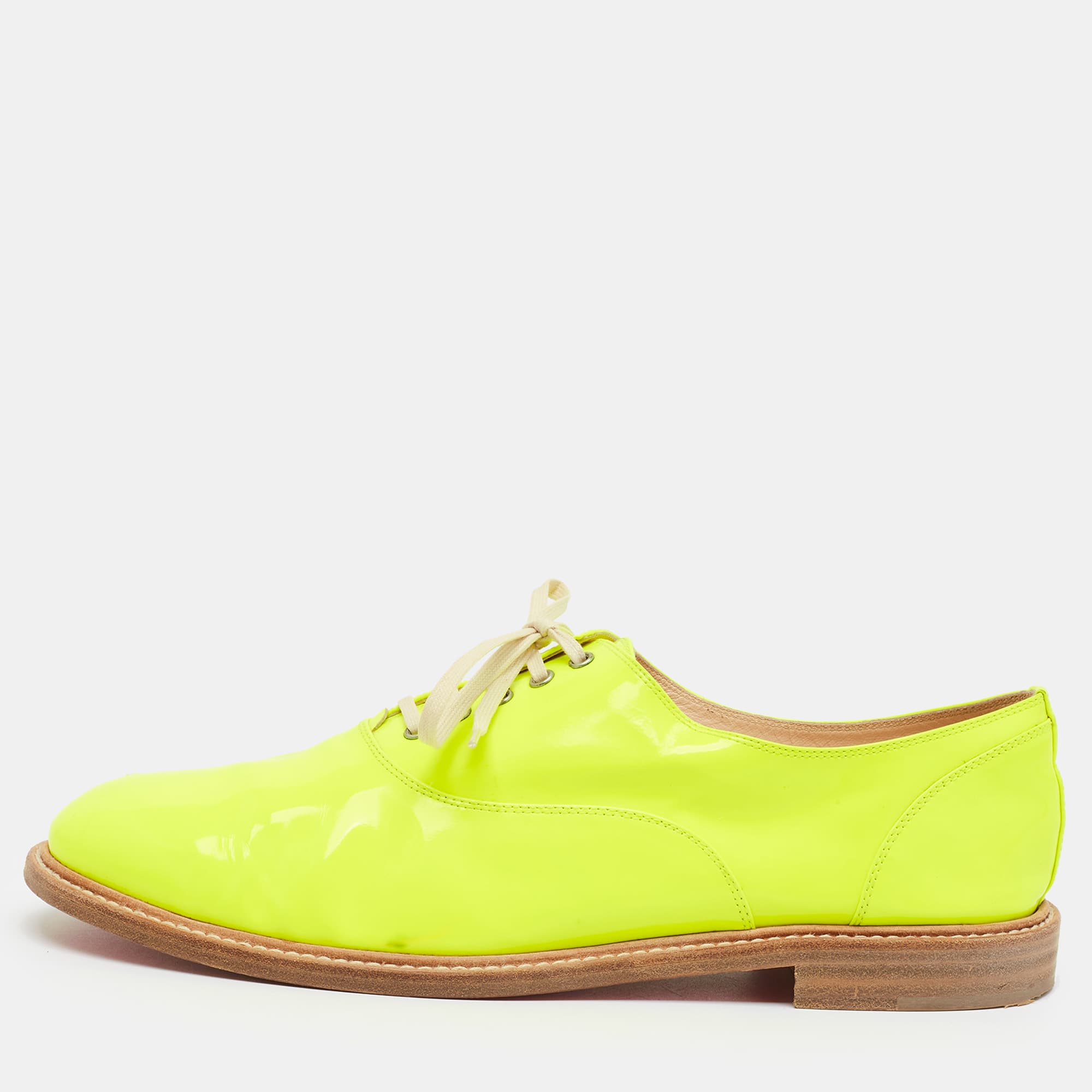 Christian Louboutin Fred Size 41 Neon Yellow Patent Leather Oxfords