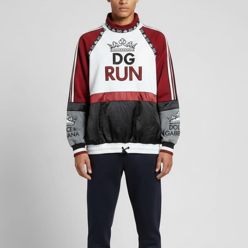 Dolce & Gabbana Multicolour Patchwork Detail Cotton Turtleneck Pullover L