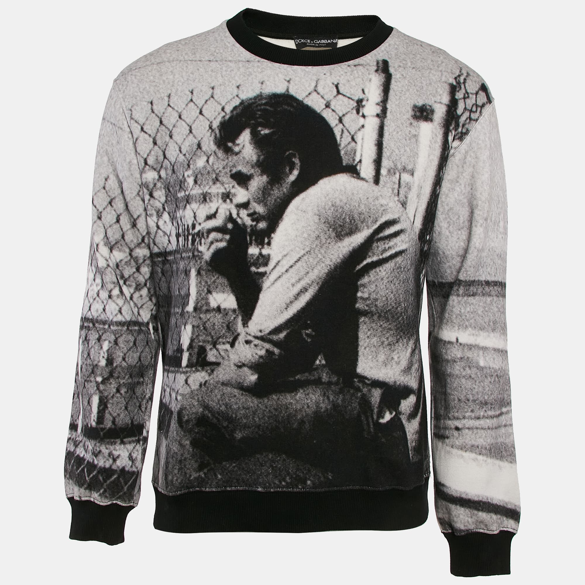 Dolce & Gabbana Grey James Dean Print Cotton Applique Detail Sweatshirt M