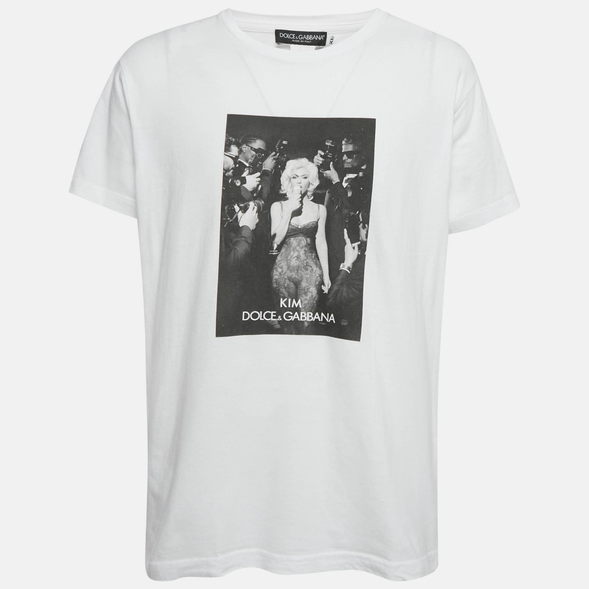 Dolce & Gabbana x Kim White Printed Jersey T-Shirt XL