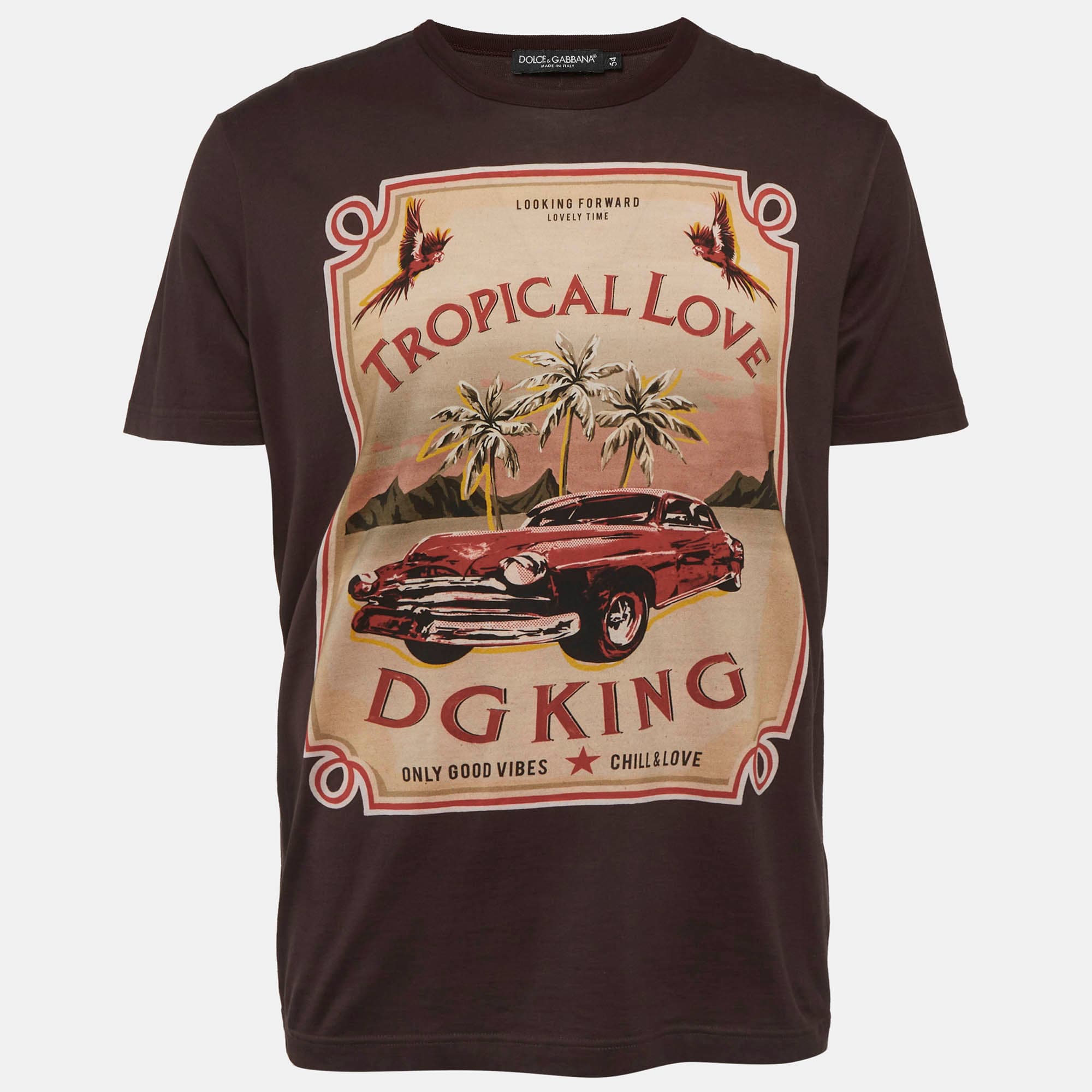 Dolce & Gabbana Burgundy Printed Jersey T-Shirt XXL