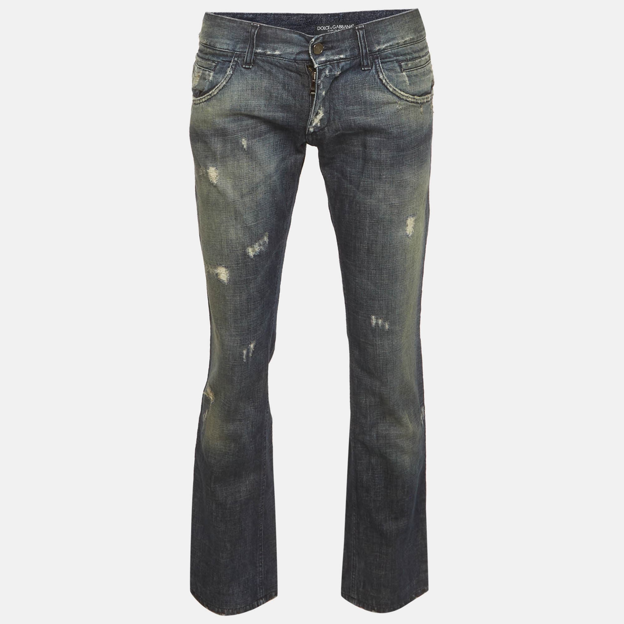Dolce & Gabbana Blue Distressed Denim Jeans S/Waist 32"