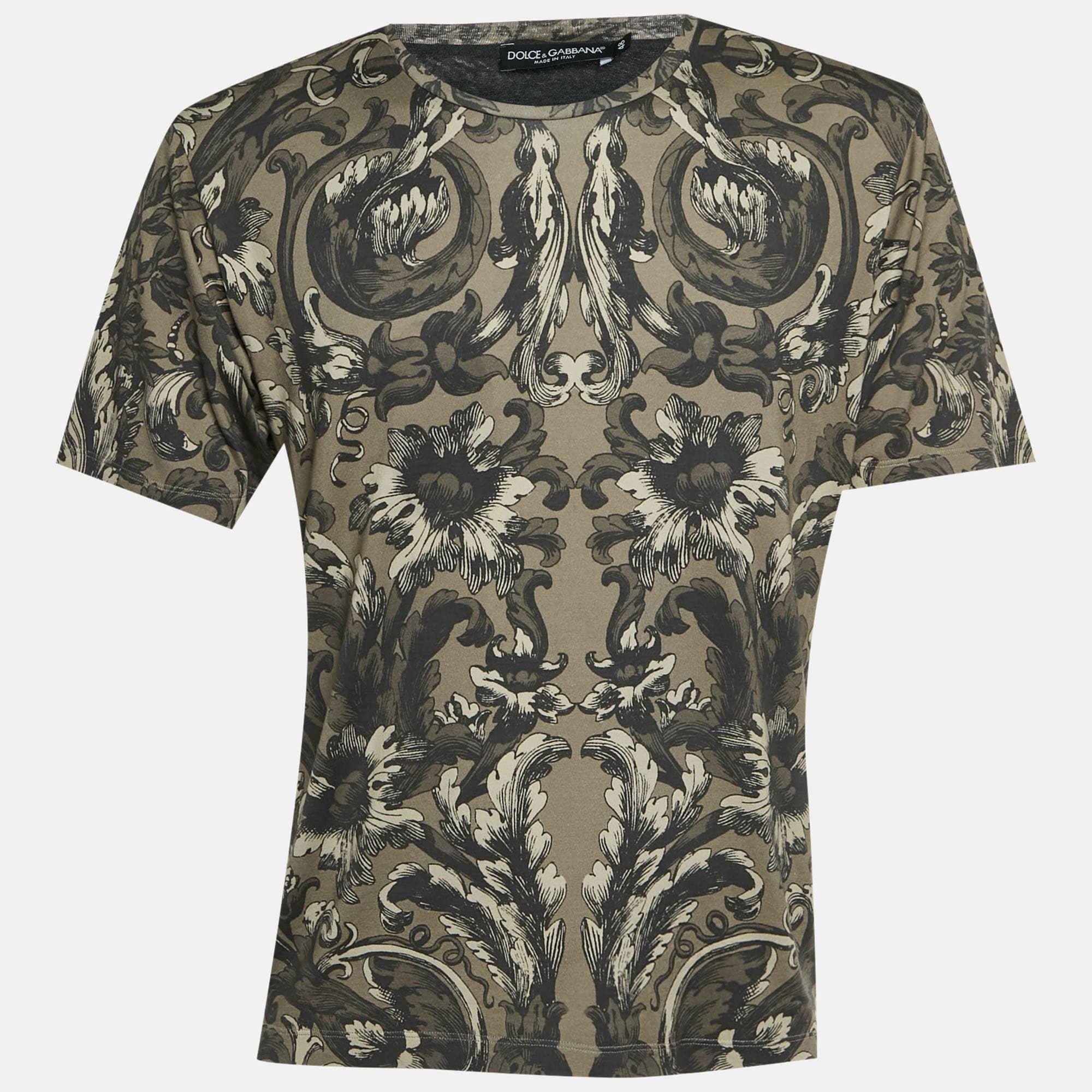 Dolce & Gabbana Brown Baroque Print Jersey Crewneck T-Shirt M