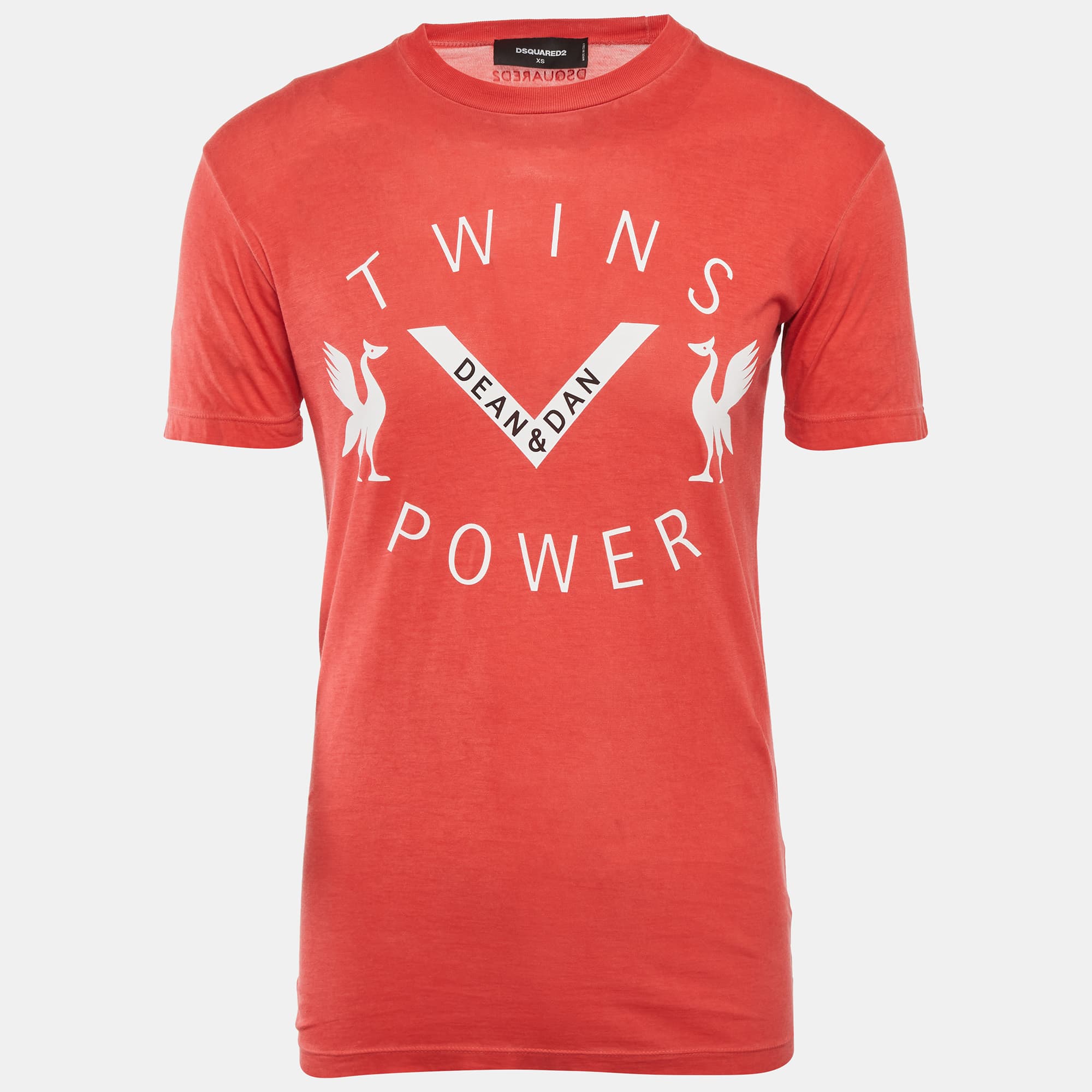 Dsquared2 Red Jersey Twin Power T-Shirt XS