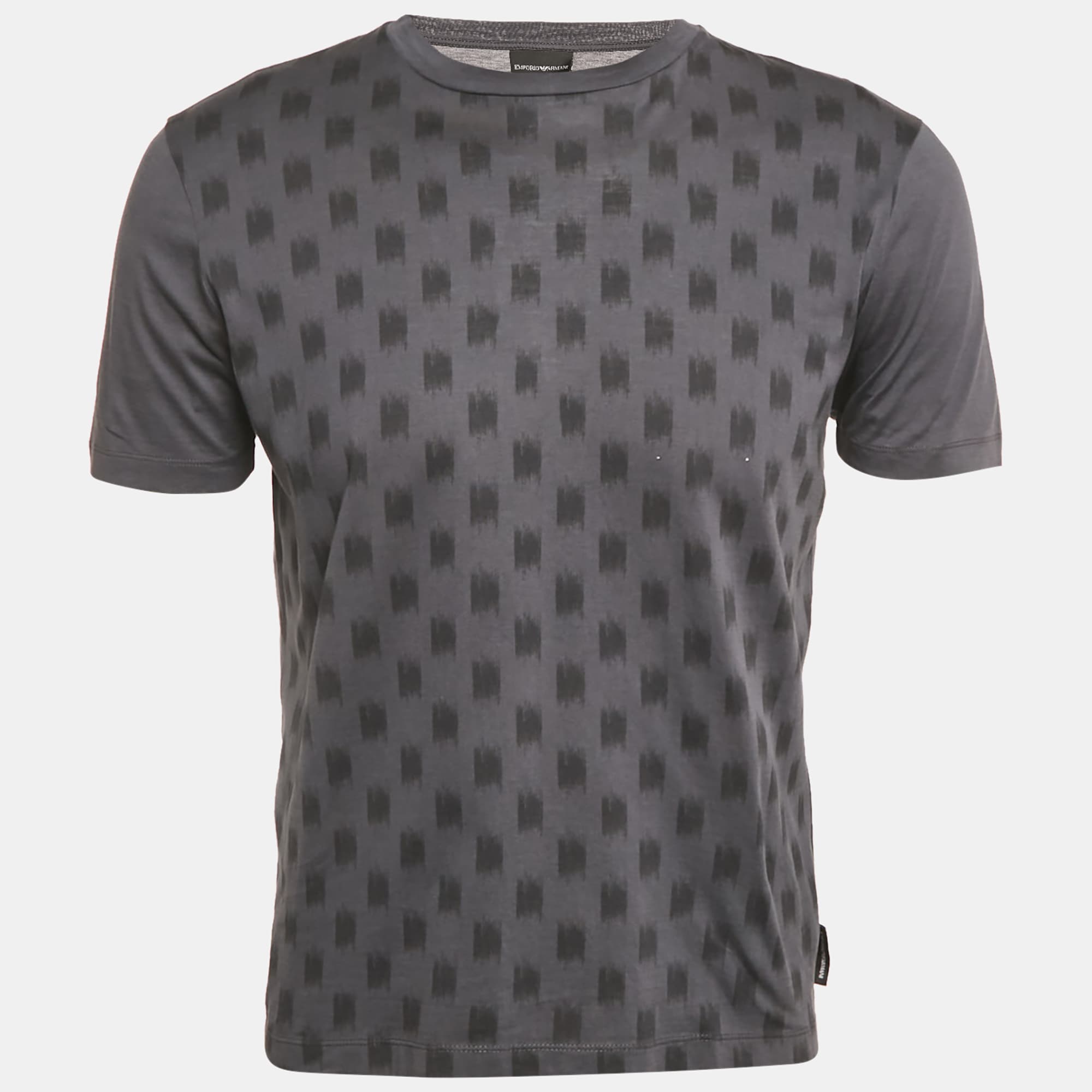 Emporio Armani Grey Printed Jersey Crewneck T-Shirt S