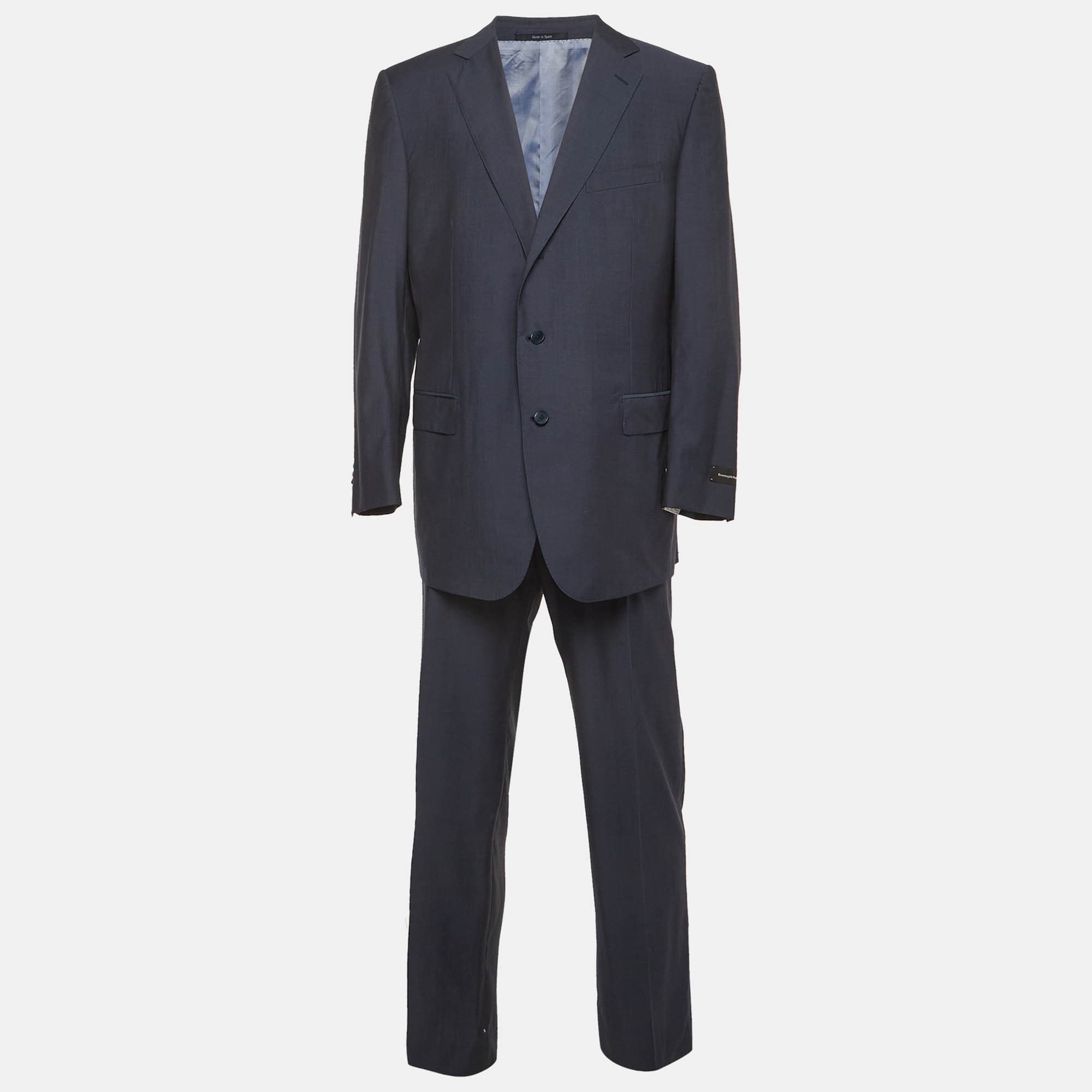 Ermenegildo Zegna Navy Blue Wool Single Breasted Blazer and Pant Suit 4XL