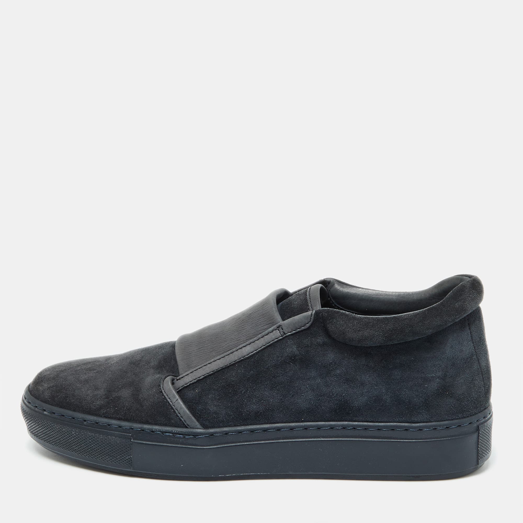Giorgio Armani Size 39 Blue Leather and Suede Slip On Sneakers