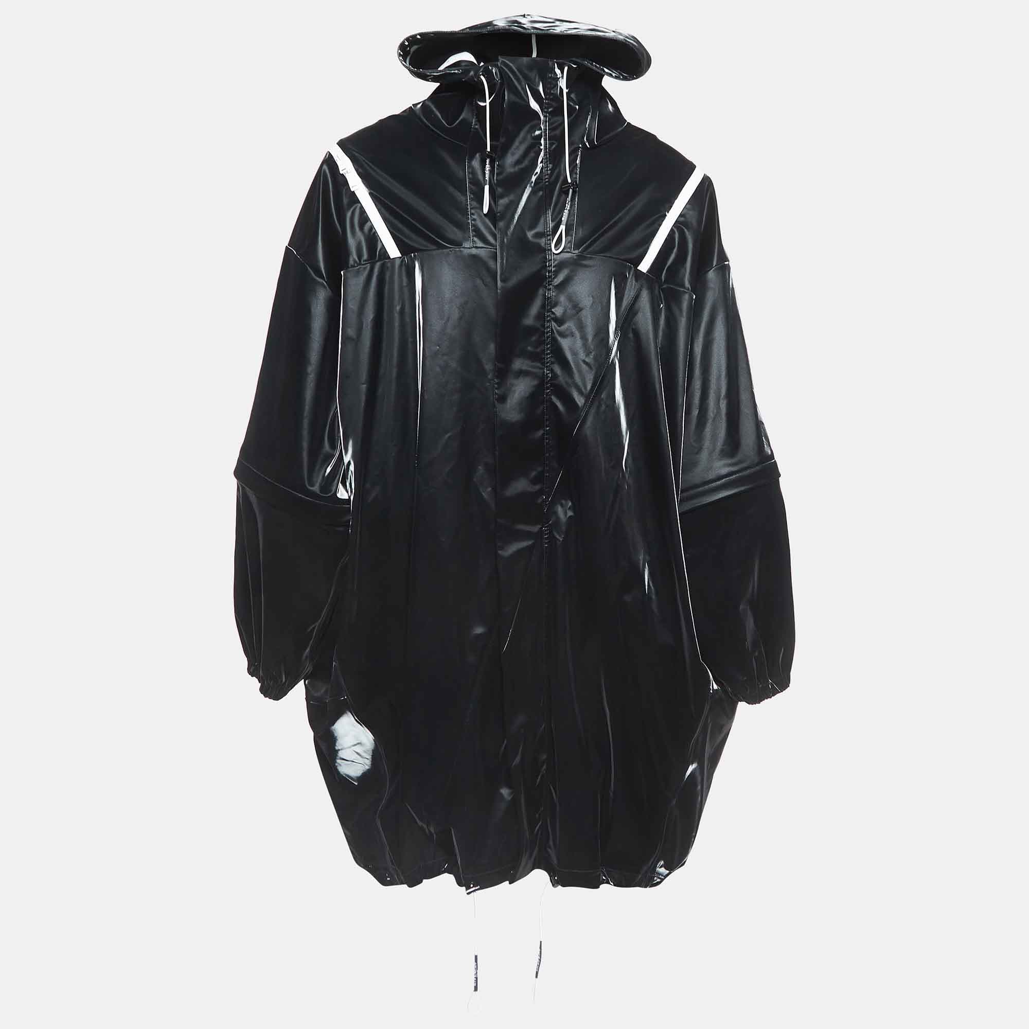 Givenchy Black Contrast Trim Synthetic Oversized Raincoat M