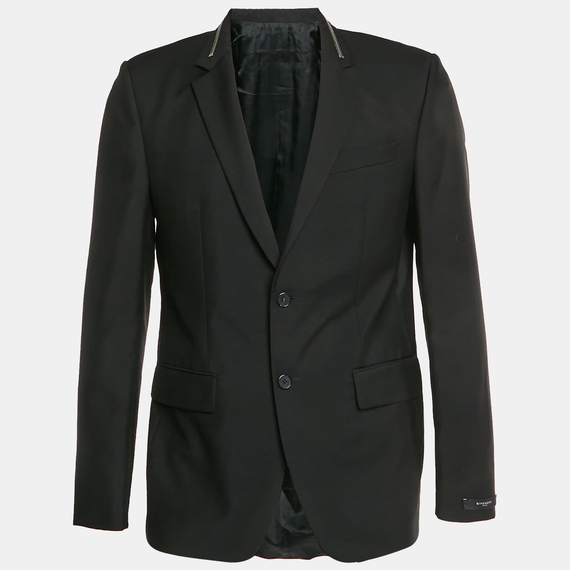 Givenchy Black Wool Blend Regular Fit Blazer XL