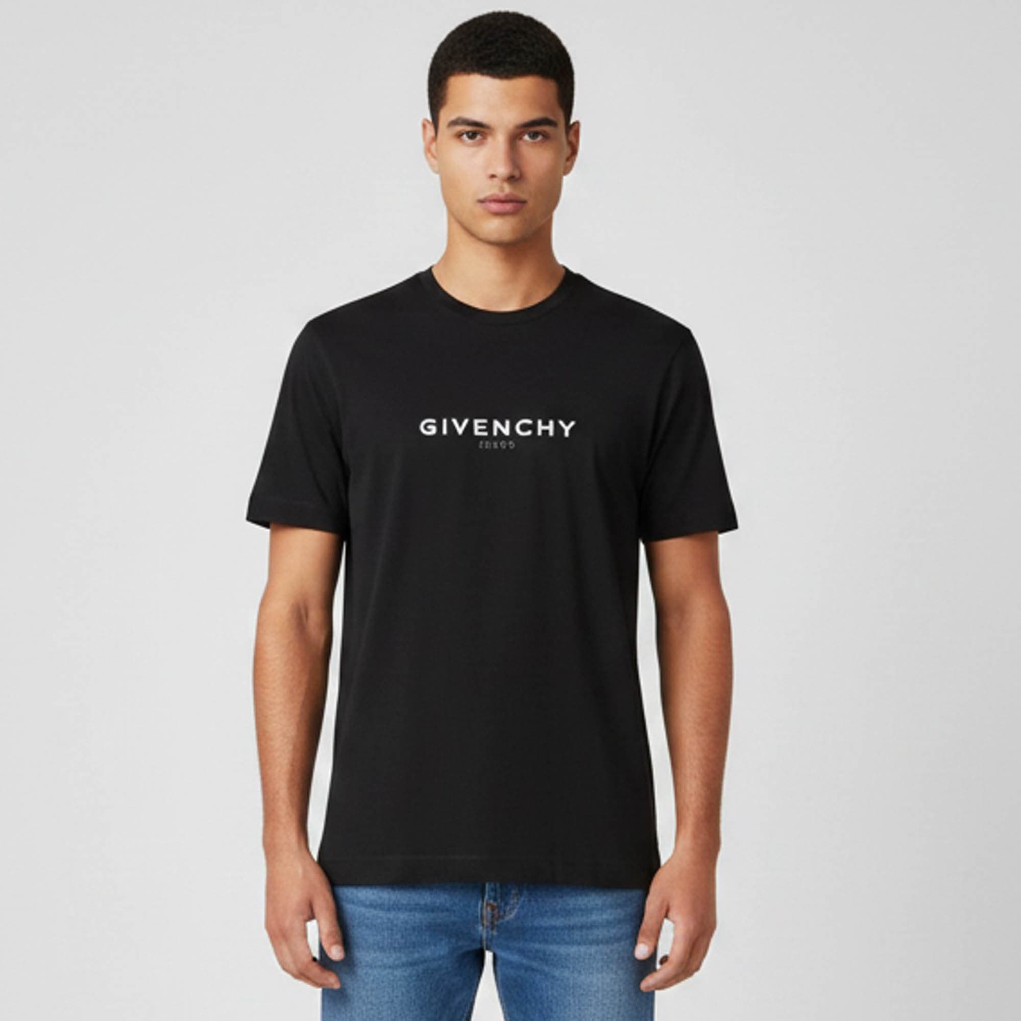 Givenchy Black Reversed Logo Graphic Oversized Jersey T-Shirt M