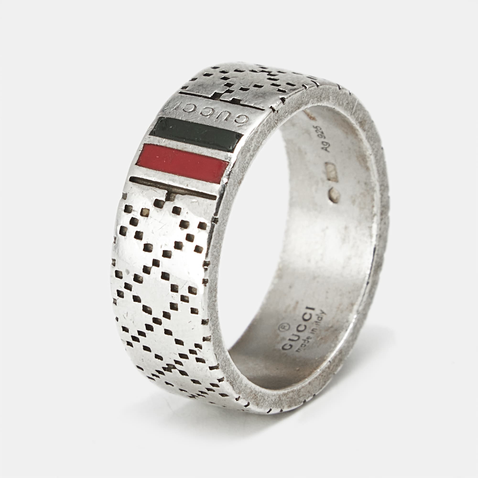 Gucci Diamantissima Enamel Sterling Silver Ring Size 63