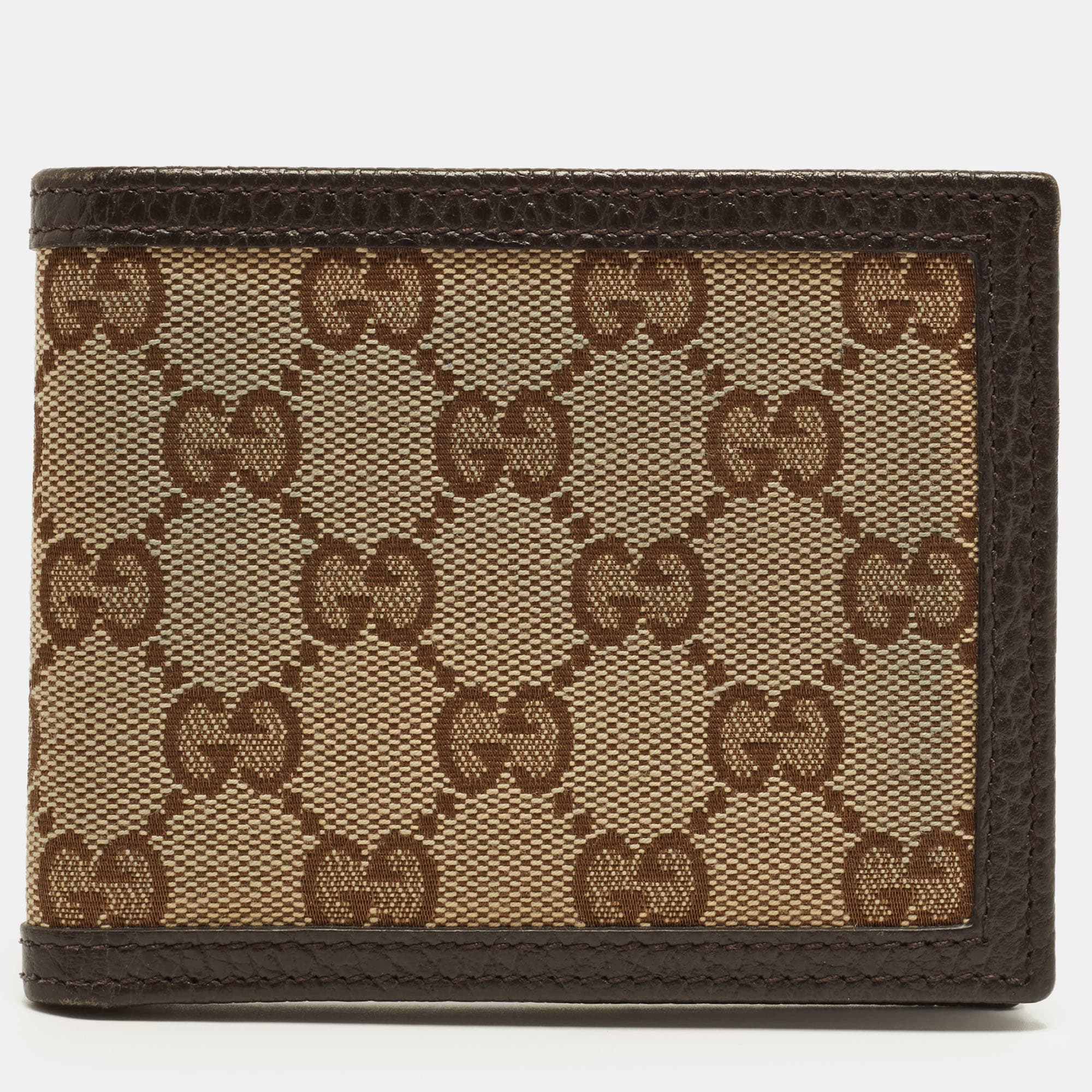 Gucci Beige/Brown GG Canvas and Leather Bifold Wallet