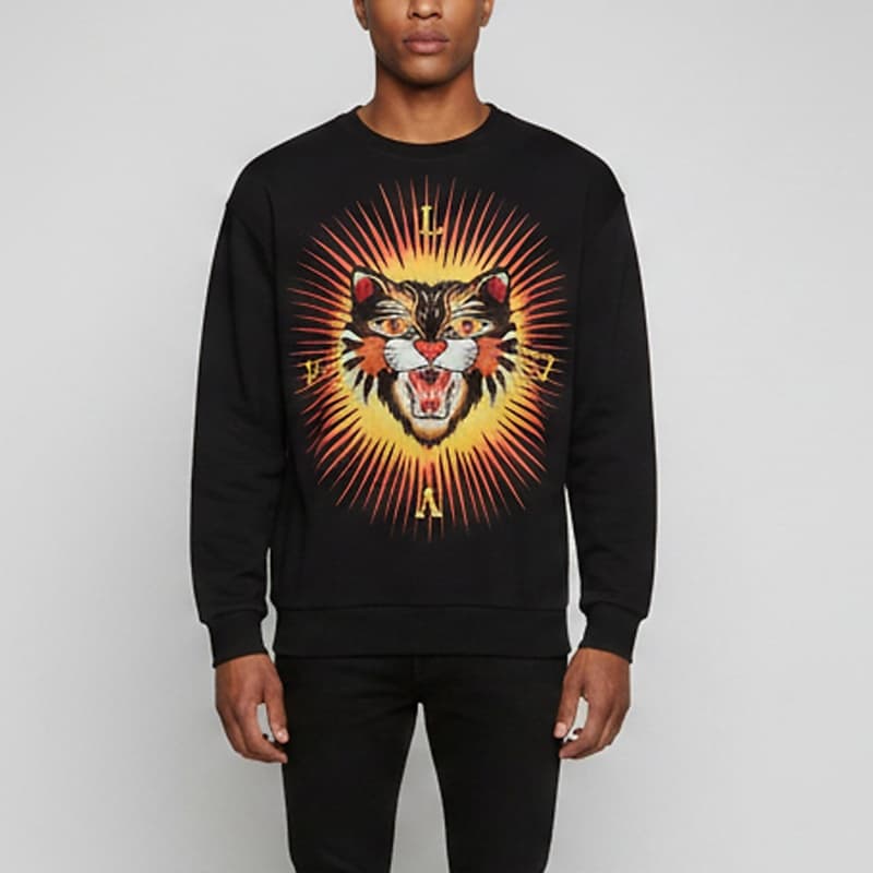 Gucci Black Angry Cat Applique Cotton Crewneck Sweatshirt M