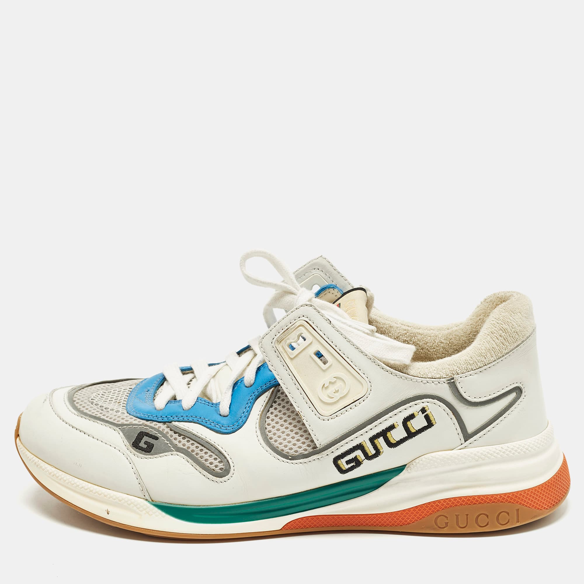 Gucci Ultrapace Size 42 Multicolor Leather and Mesh Lace Up Sneakers