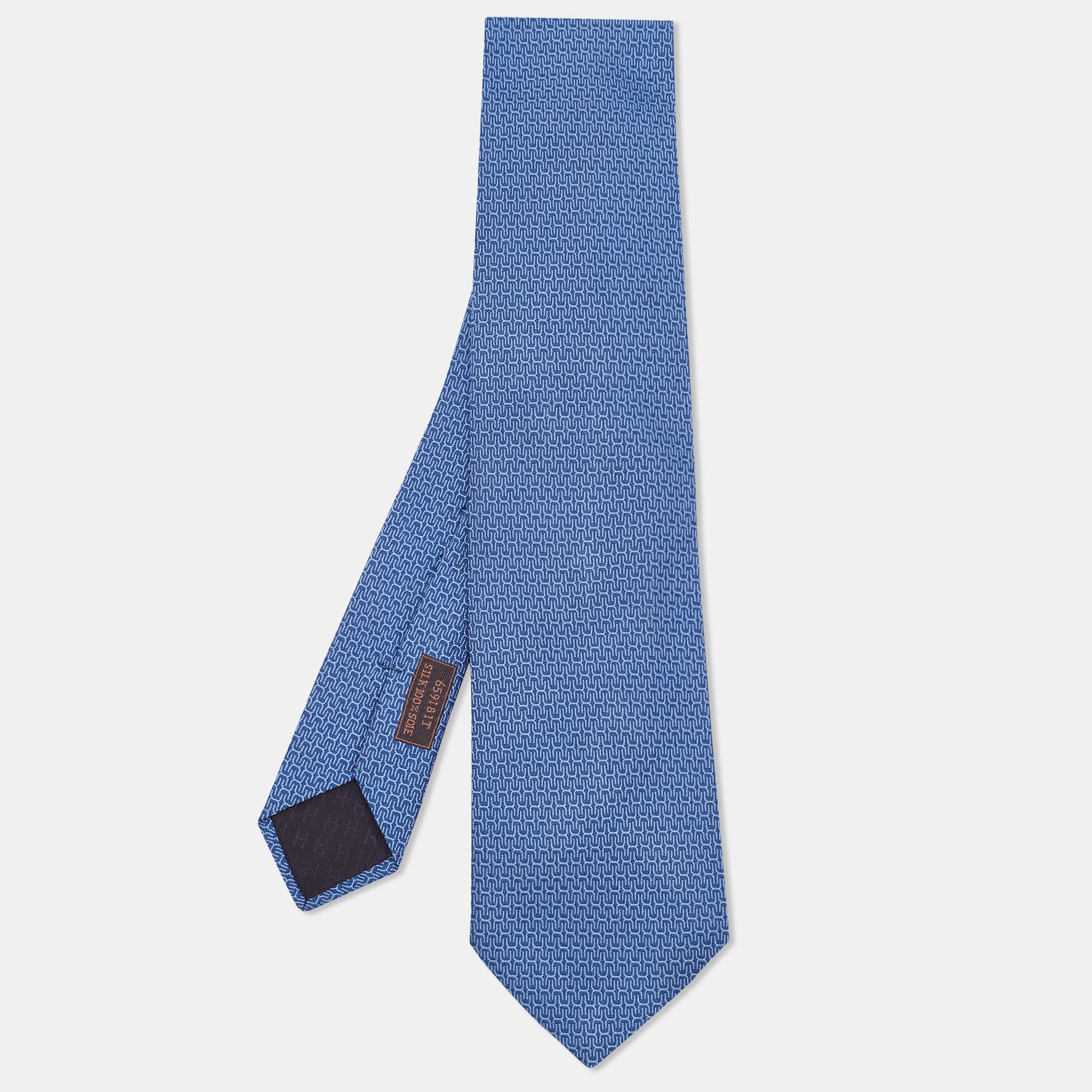 Hermès Blue H Pippa Silk Tie